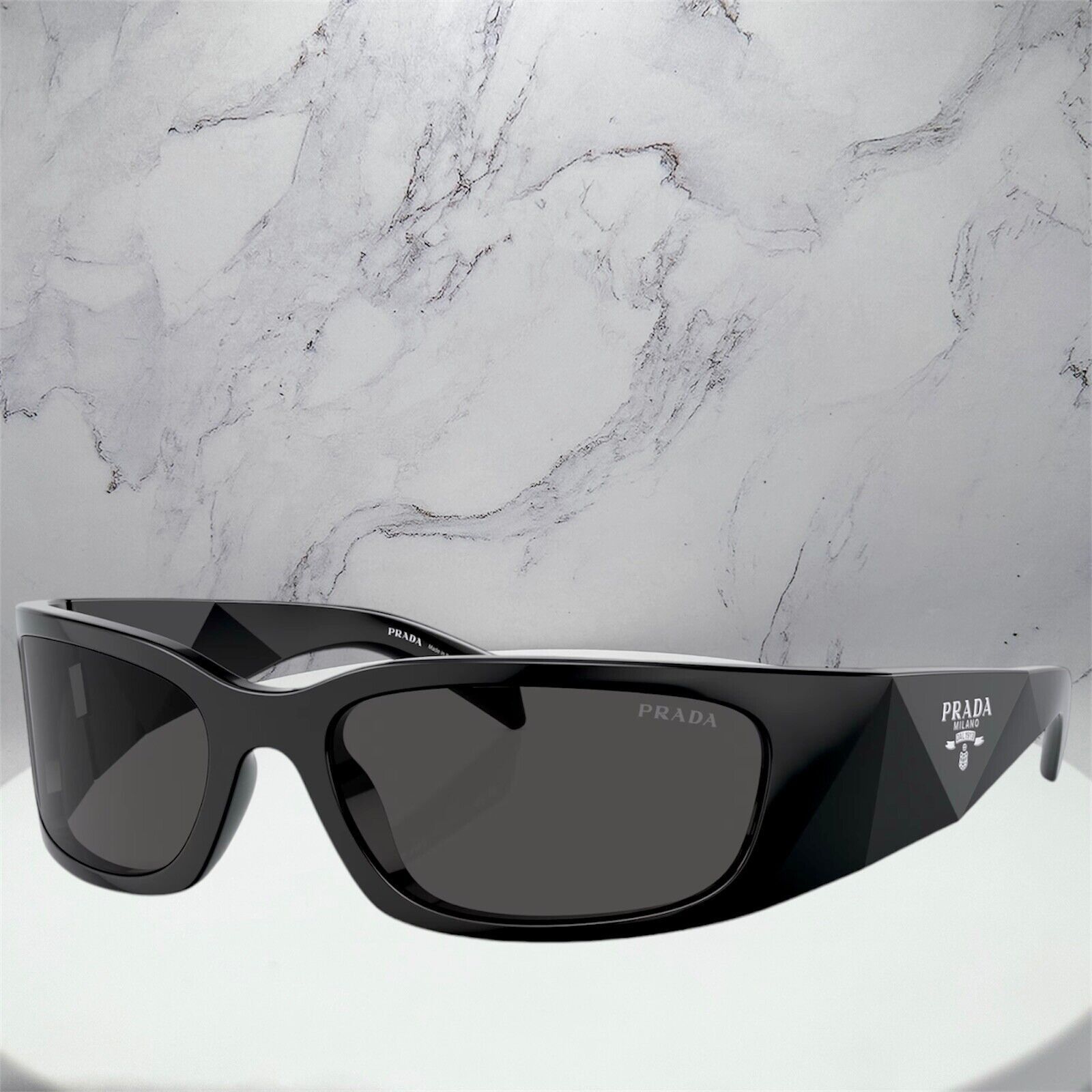 Prada Prada Sunglasses Black Symbole Logo Mask Acetate Authentic Size ONE SIZE - 5 Thumbnail