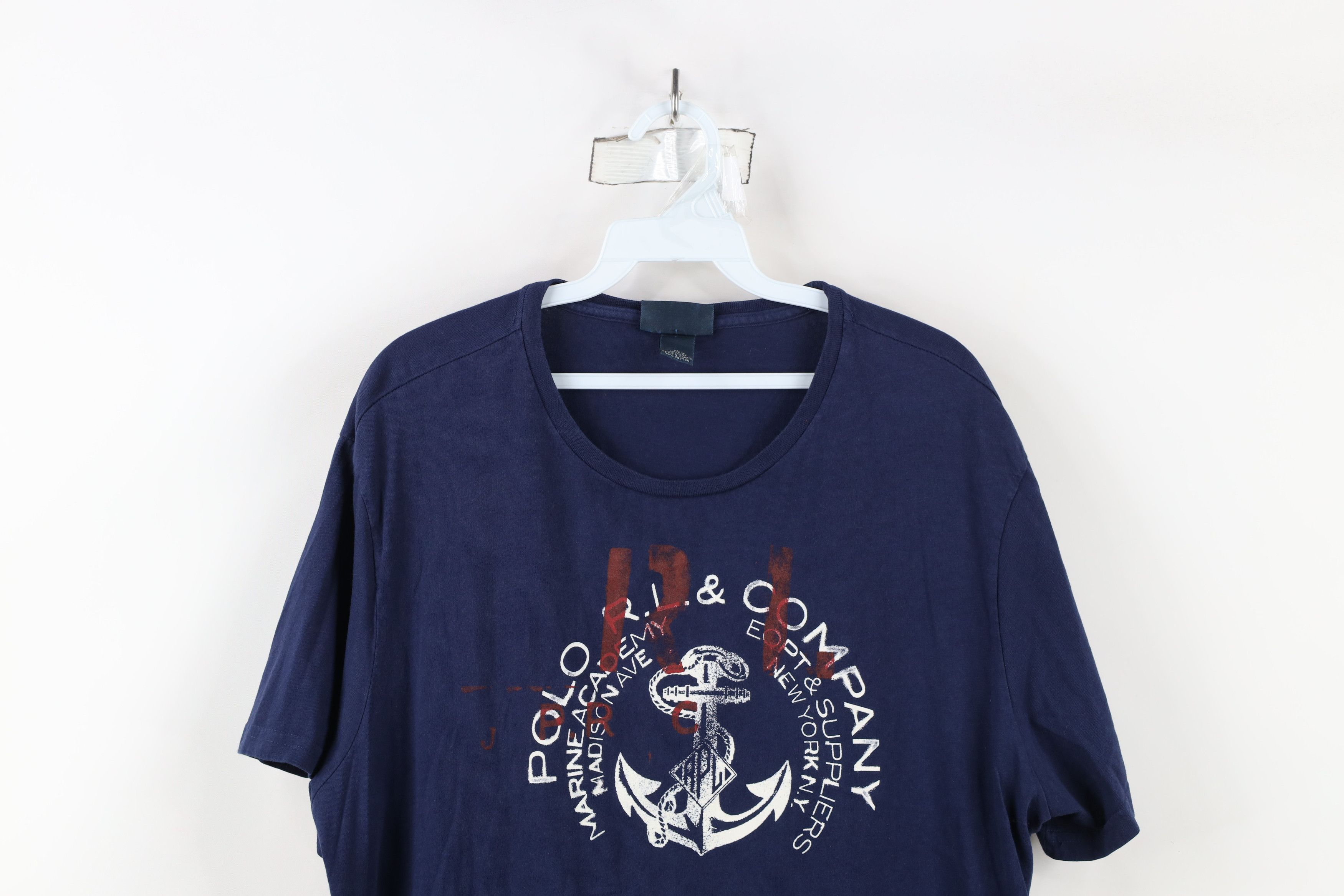 Ralph Lauren × Vintage Vintage 90s Ralph Lauren Boat Anchor Marine T-Shirt Blue Size US XL / EU 56 / 4 - 2 Thumbnail