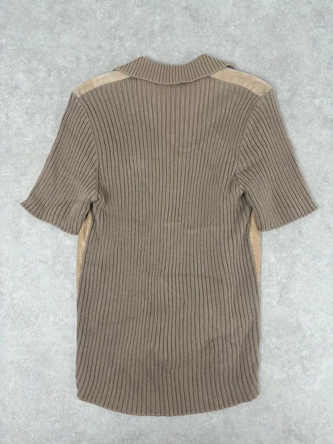 Dolce & Gabbana 1990s Dolce & Gabbana Beige Suede Ribbed Knit Hybrid Cardigan Shirt Size US M / EU 48-50 / 2 - 5 Thumbnail