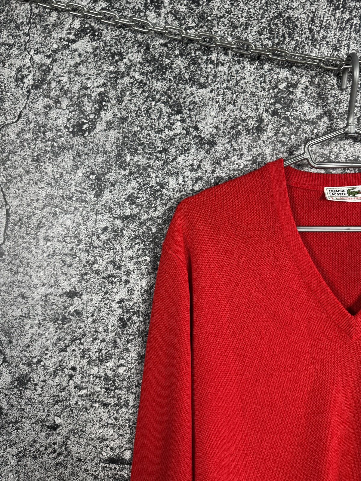Lacoste Chemise Lacoste Vintage Red V-Neck Sweater Pullover Size 6 Size US XL / EU 56 / 4 - 3 Thumbnail
