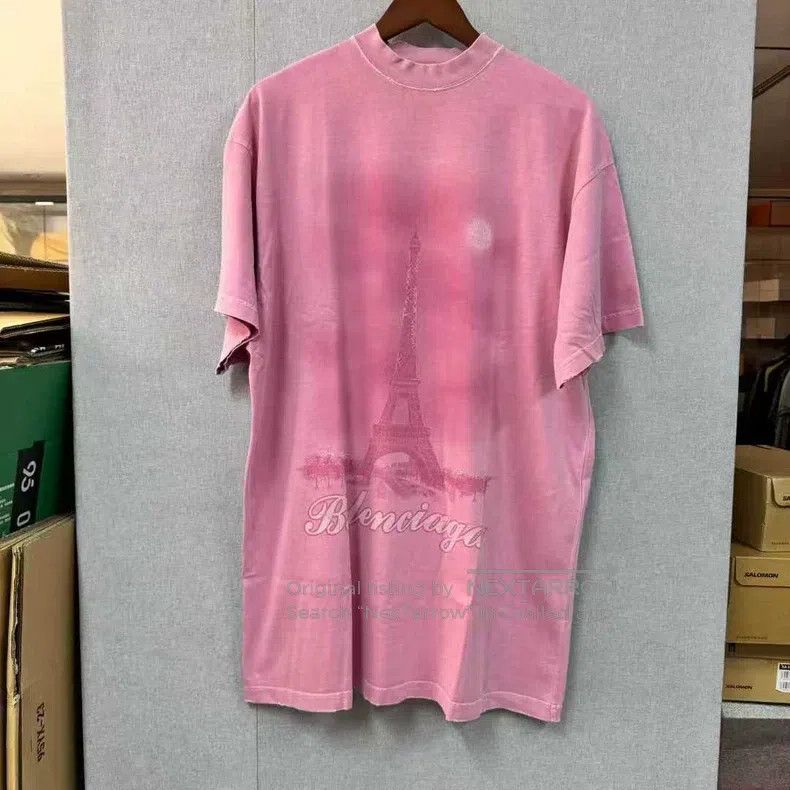 Balenciaga Balenciaga Distressed pink Eiffel Tower short-sleeve Size US S / EU 44-46 / 1 - 1 Thumbnail