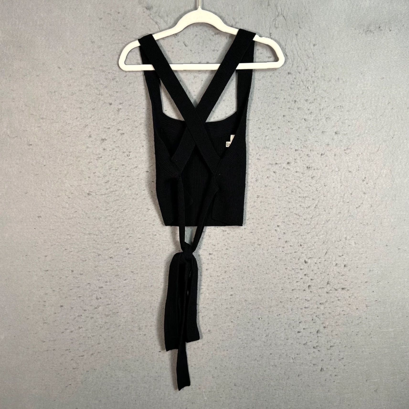 Vintage Wilfred Womens XS Black Knit Tie-Back Crop Top Size XS / US 0-2 / IT 36-38 - 2 Thumbnail