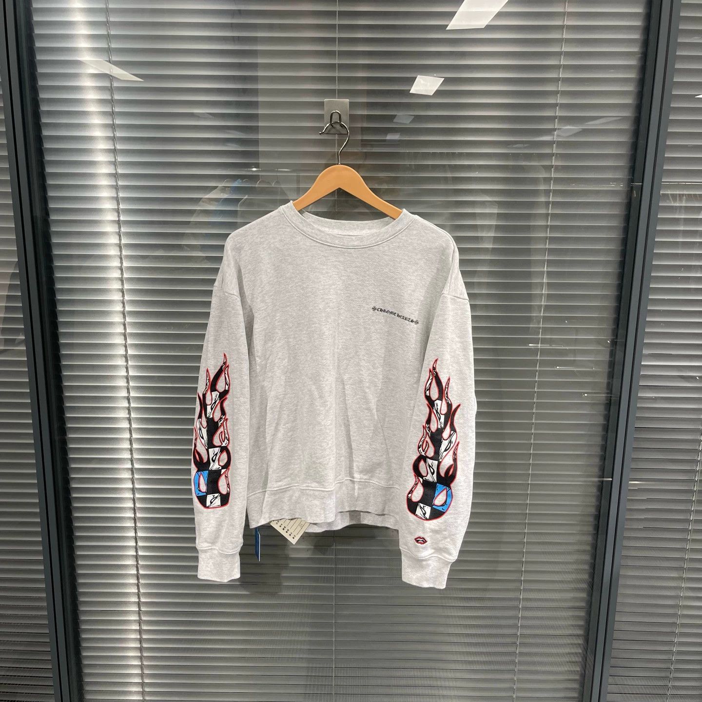 Chrome Hearts Gray Long Sleeve Sweatshirt with Flame Artwork Size US M / EU 48-50 / 2 - 1 Thumbnail