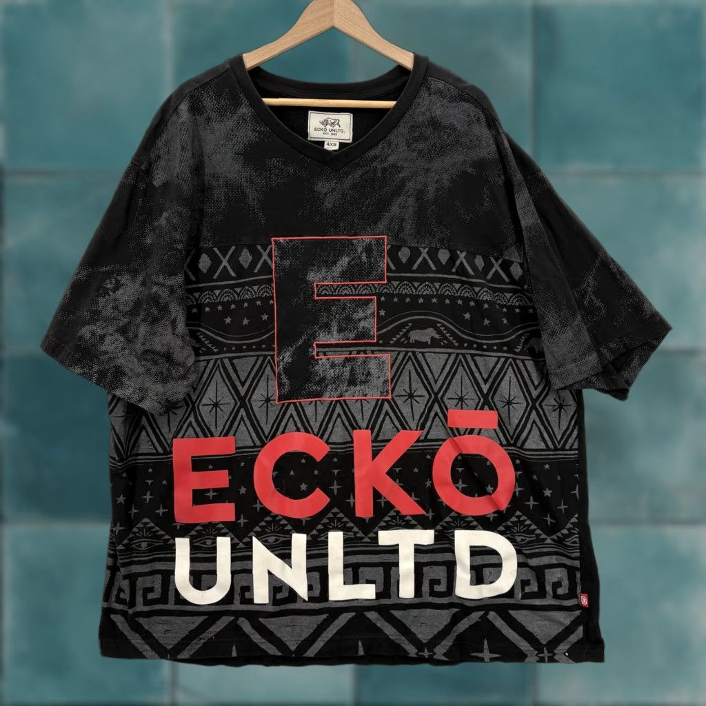 Ecko Unltd. VINTAGE Ecko Unltd Shirt Mens 4XB Black Allover Graphic Logo Tee Streetwear Big Tall Y2K Size US XXL / EU 58 / 5 - 1 Thumbnail