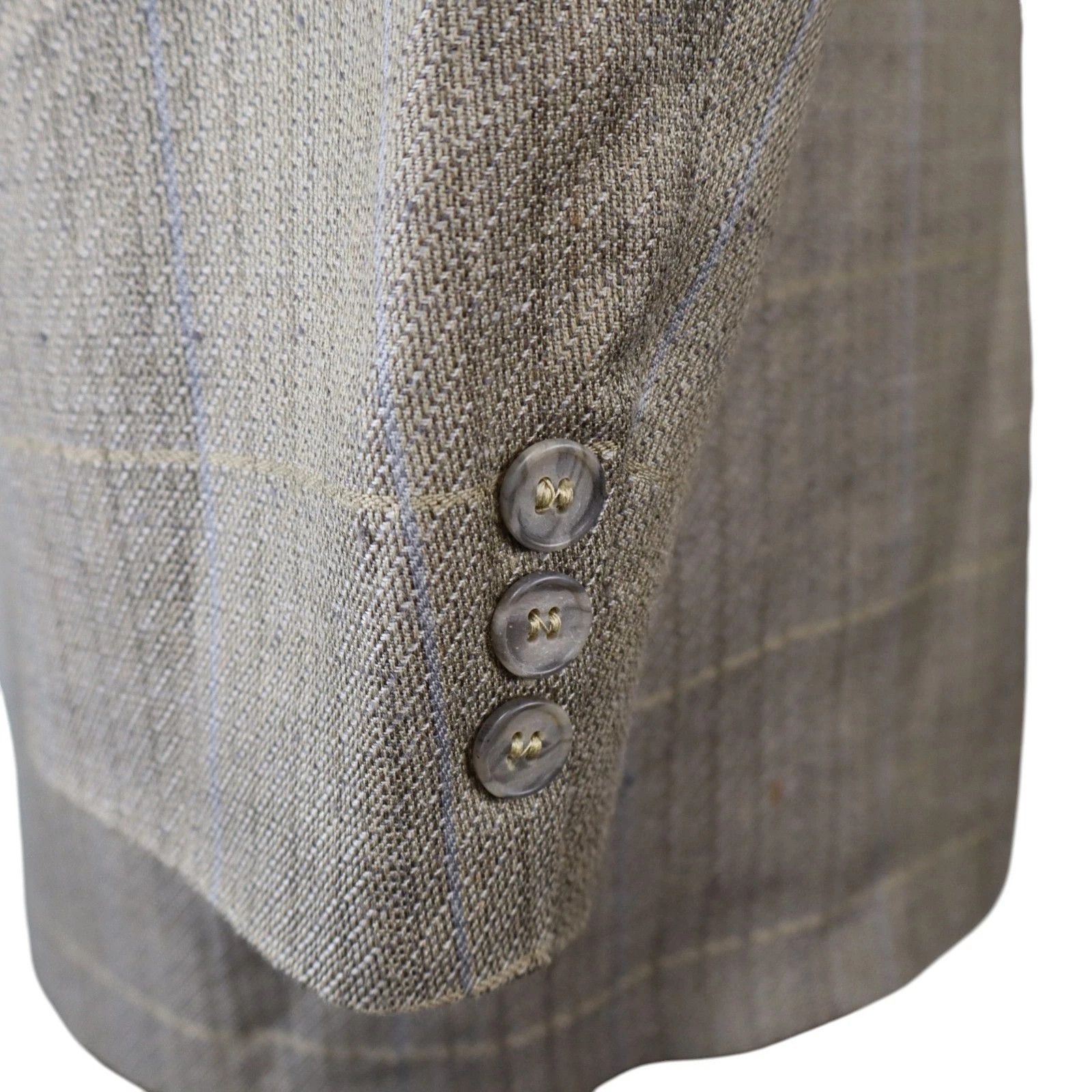 Other Nino Cerruti Double Breasted Blazer Tan Windowpane Wool 42R Size 42R - 6 Thumbnail