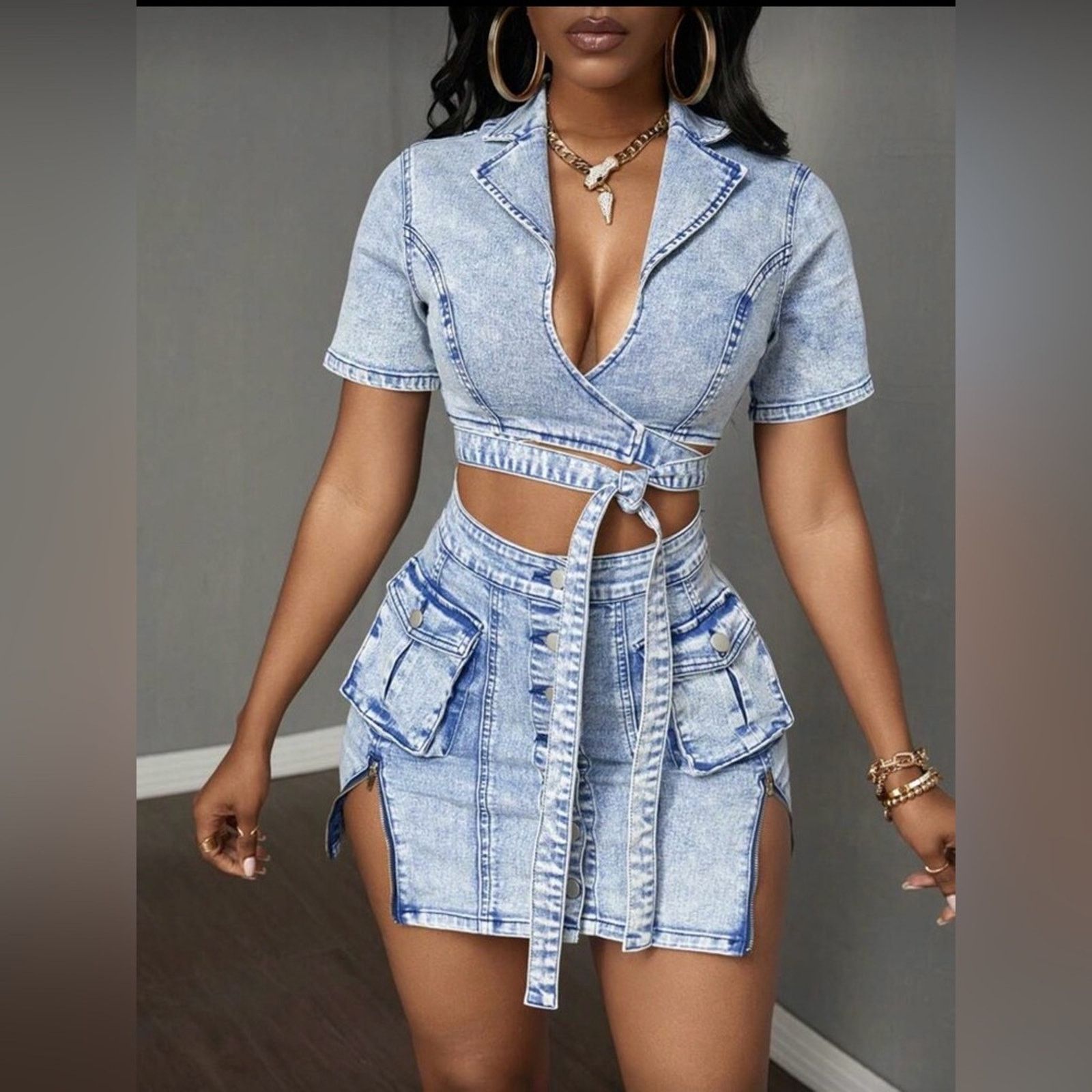 Other New Y2K Distressed Chic Denim Dress size S Size S / US 4 / IT 40 - 1 Thumbnail