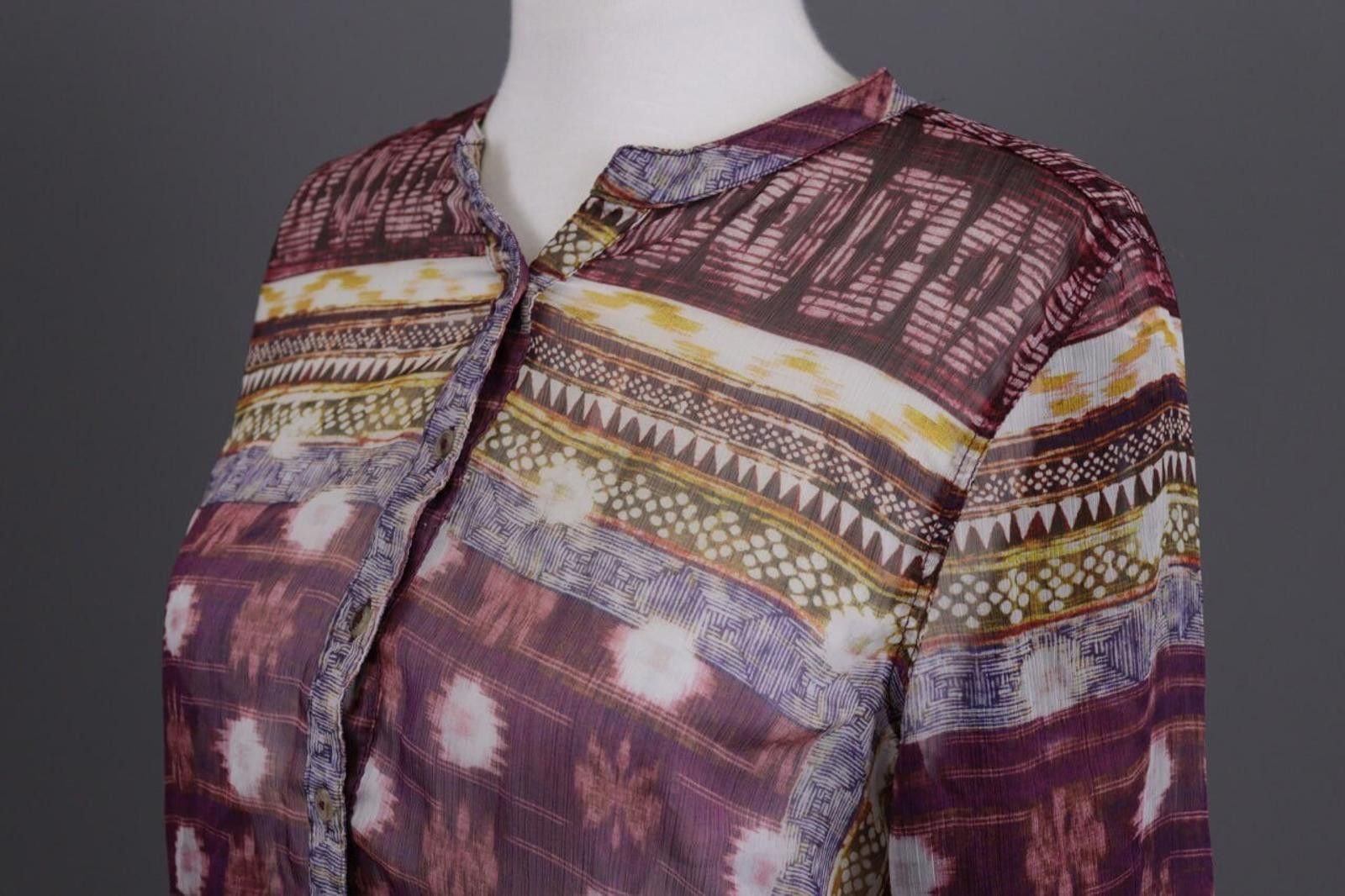 Designer Emily Van Den Bergh Burgundy Aztec Blouse Shirt Size 40 Size M / US 6-8 / IT 42-44 - 7 Thumbnail