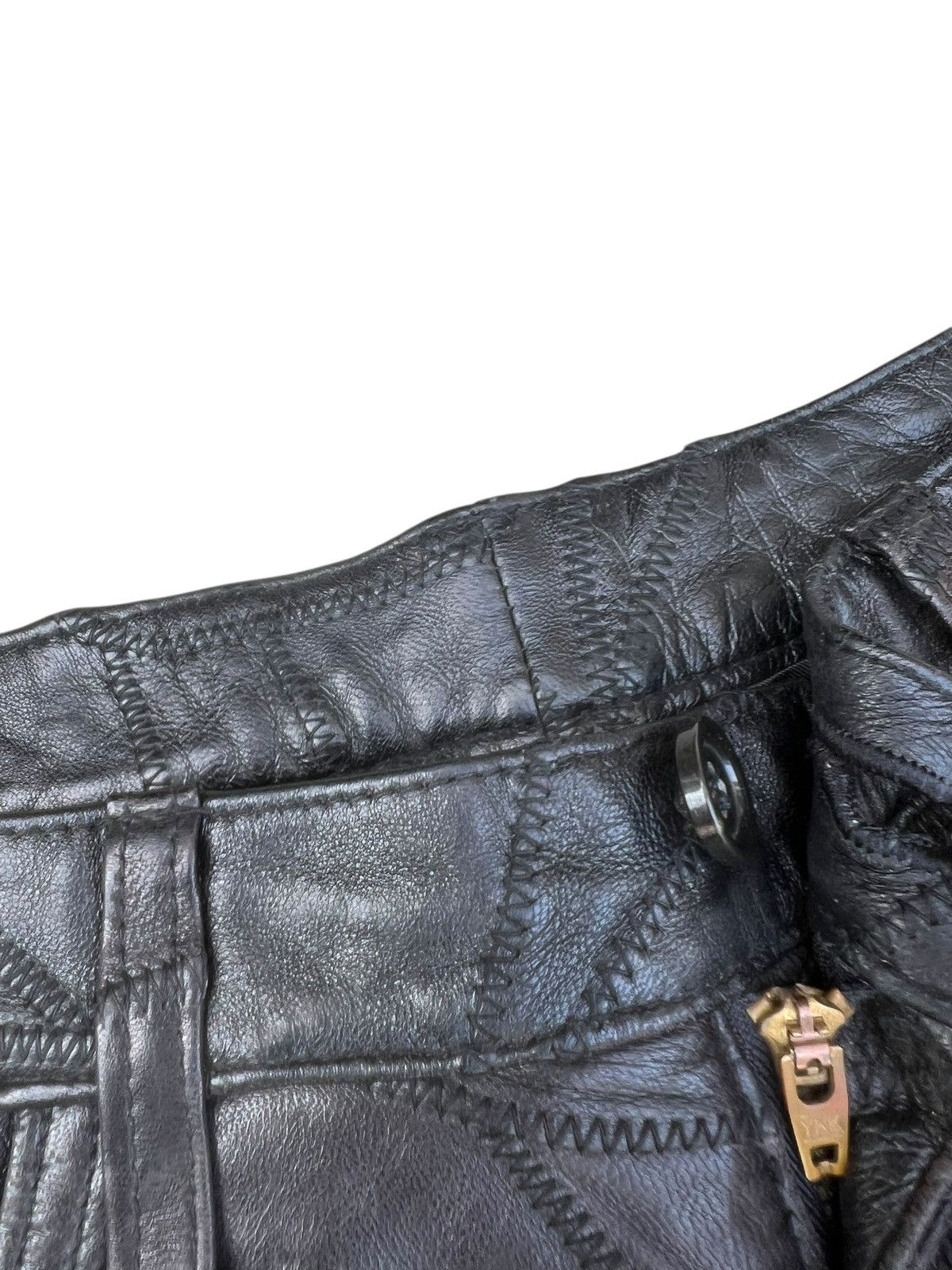 Leather Vintage DOMON HOMME Japan Patchwork Sheepskin Leather Jeans Size US 29 - 7 Thumbnail