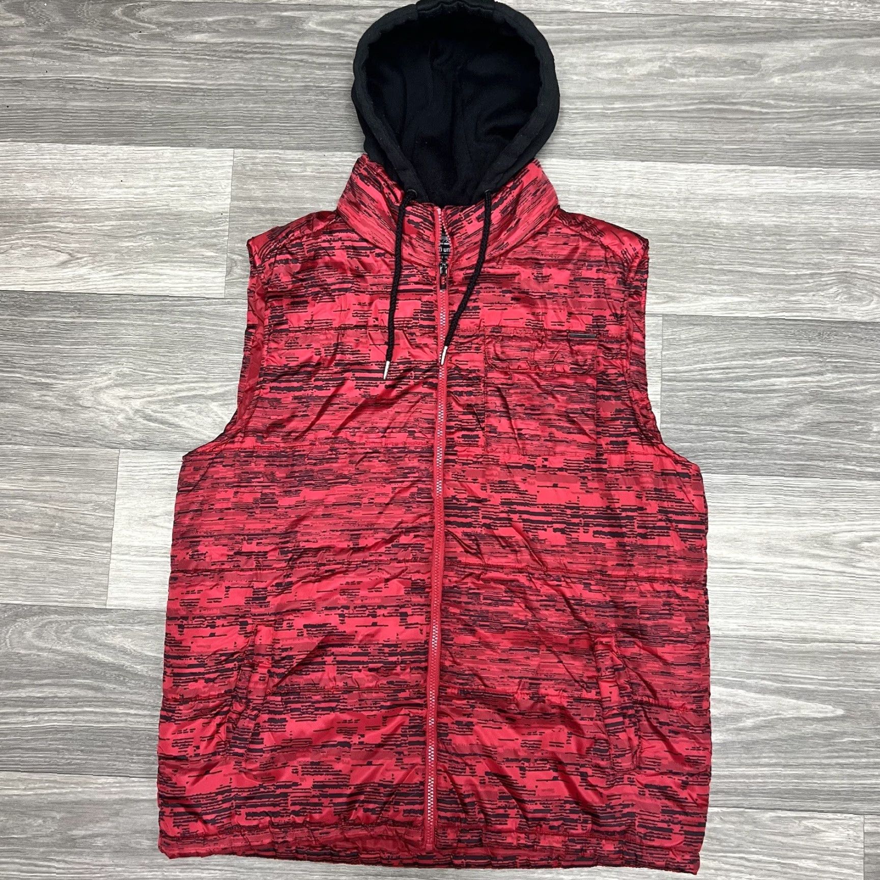 Ecko Unltd. VINTAGE Y2K Ecko Unltd Puffer Hoodie Vest Mens Large Red Tiger Camo Black Skate Size US L / EU 52-54 / 3 - 2 Thumbnail