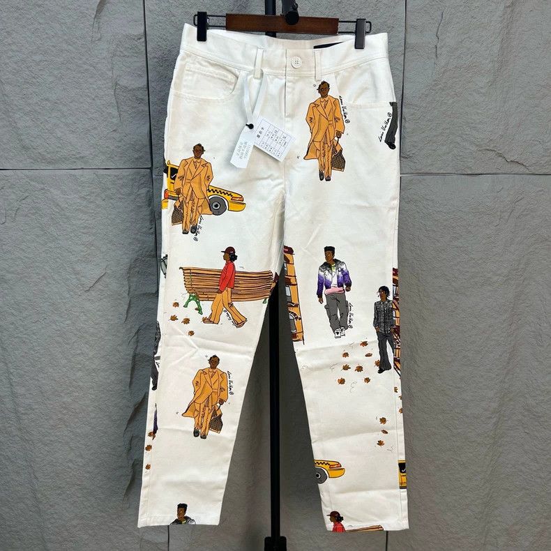 Louis Vuitton Louis Vuitton White caricature print slacks pants Size US 38 / EU 54 - 1 Thumbnail