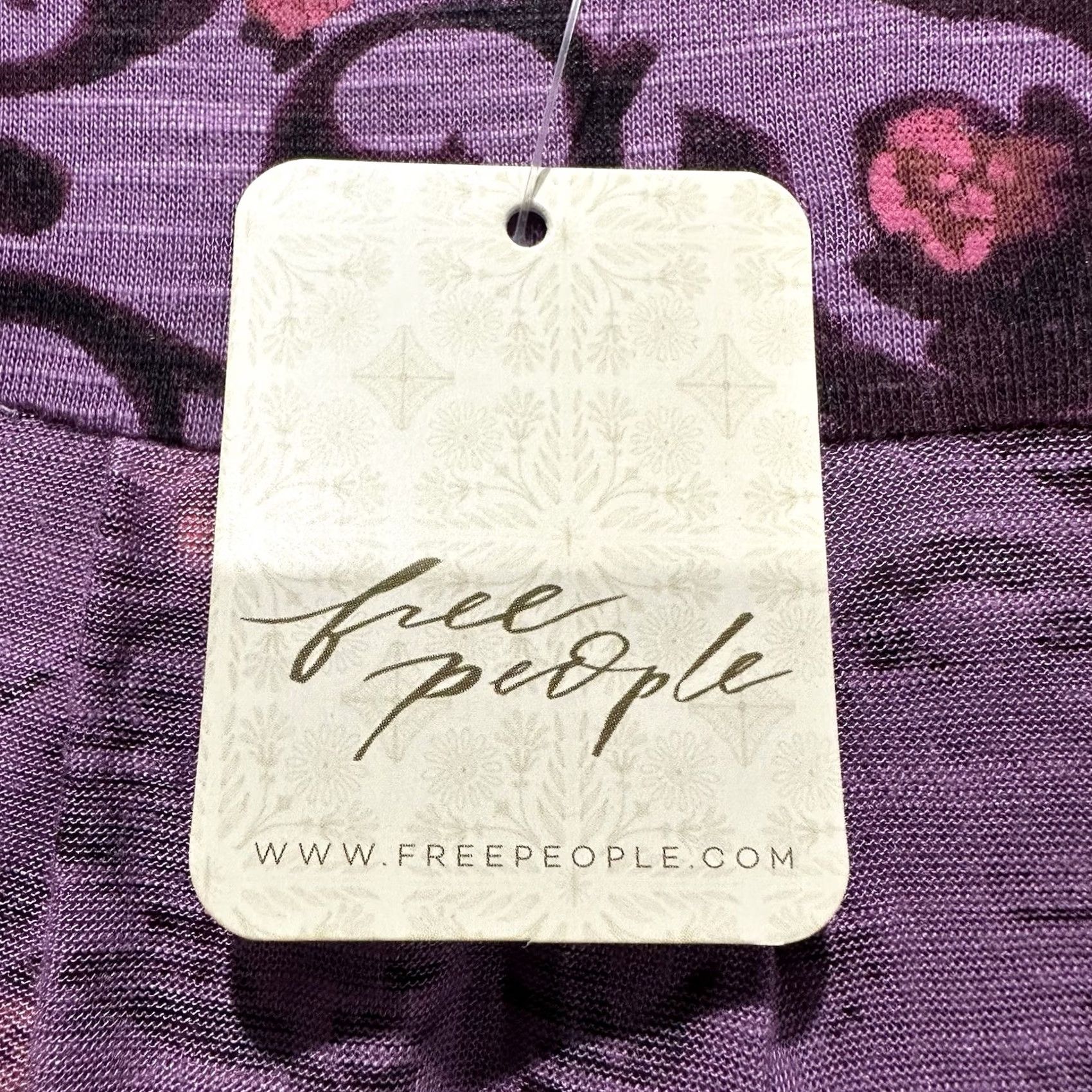 Free People NWT Free People Blouse Women L Purple Floral Bridgette Tunic Ruched Flowy Size L / US 10 / IT 46 - 3 Thumbnail