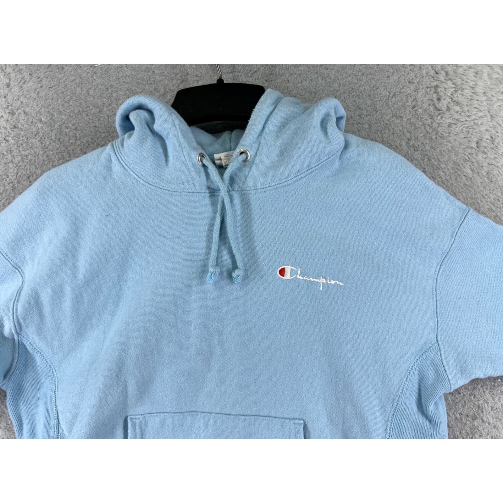 Champion VINTAGE Champion Hoodie Women Medium Blue Pullover Logo Crew Neck Long Sleeve Pockets Activewear Size M / US 6-8 / IT 42-44 - 4 Thumbnail