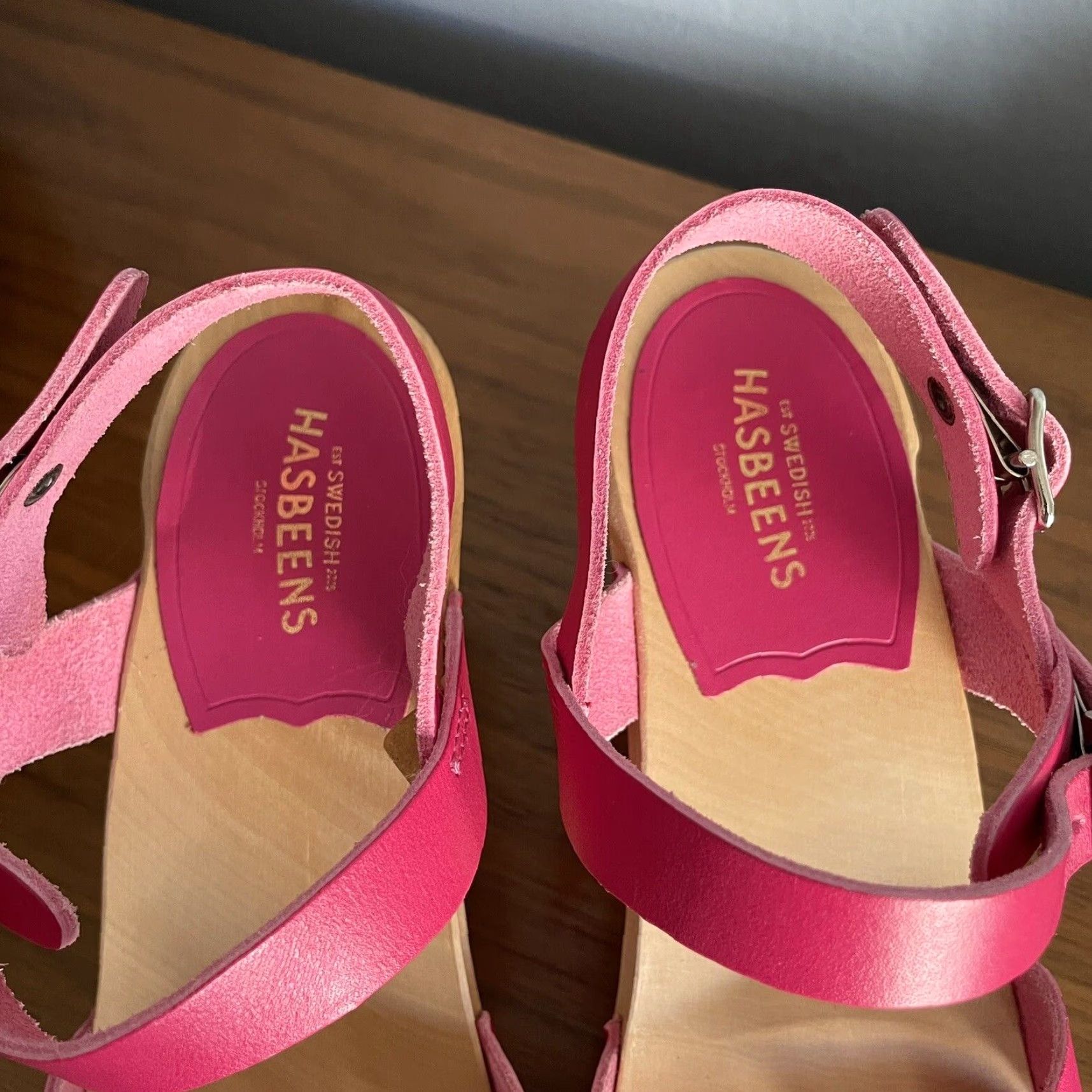 Swedish Hasbeens Swedish Hasbeens Sandal Women Pink Leather Strappy Open Toe Buckle Ankle Strap High Heel 3-3.9in Sz 37 Size US 7 / IT 37 - 4 Thumbnail