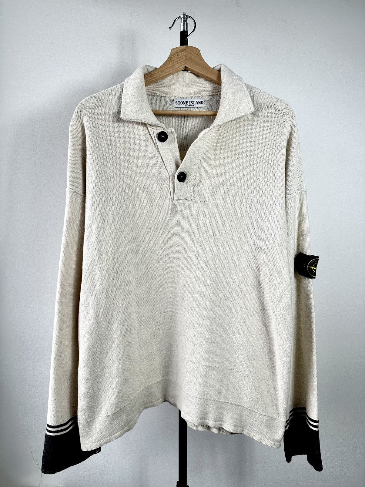 Stone Island Archive Stone Island 2006 Mock Neck Knit Pullover Cream Size US XXL / EU 58 / 5 - 1 Thumbnail