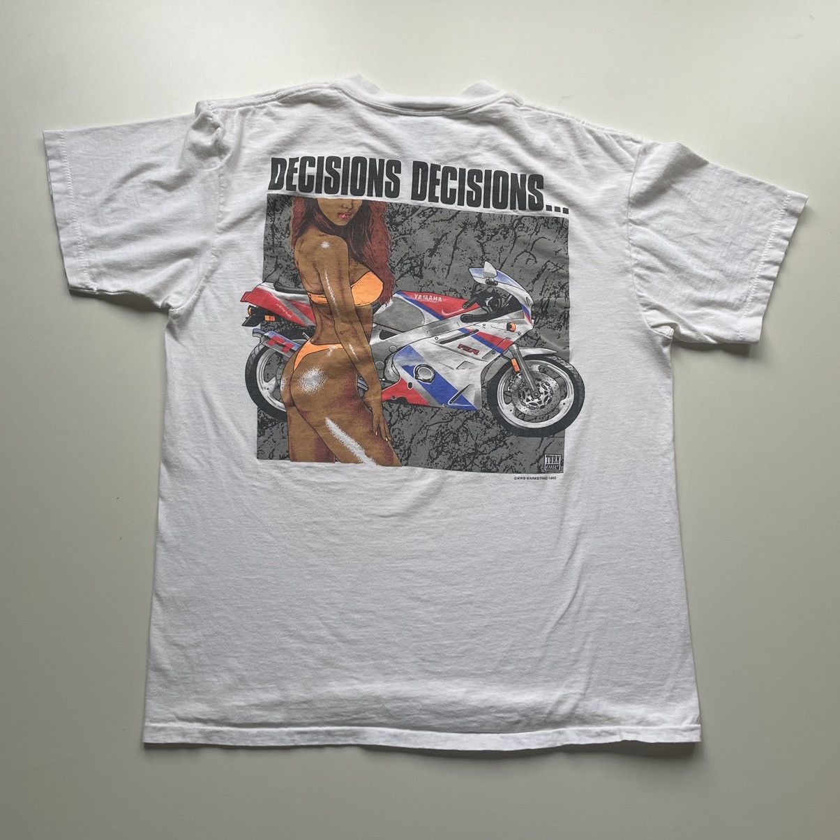 Harley Davidson × Vintage Vintage 90s Naked Girl Decisions Biker Graphic T Shirt Large Size US L / EU 52-54 / 3 - 1 Thumbnail