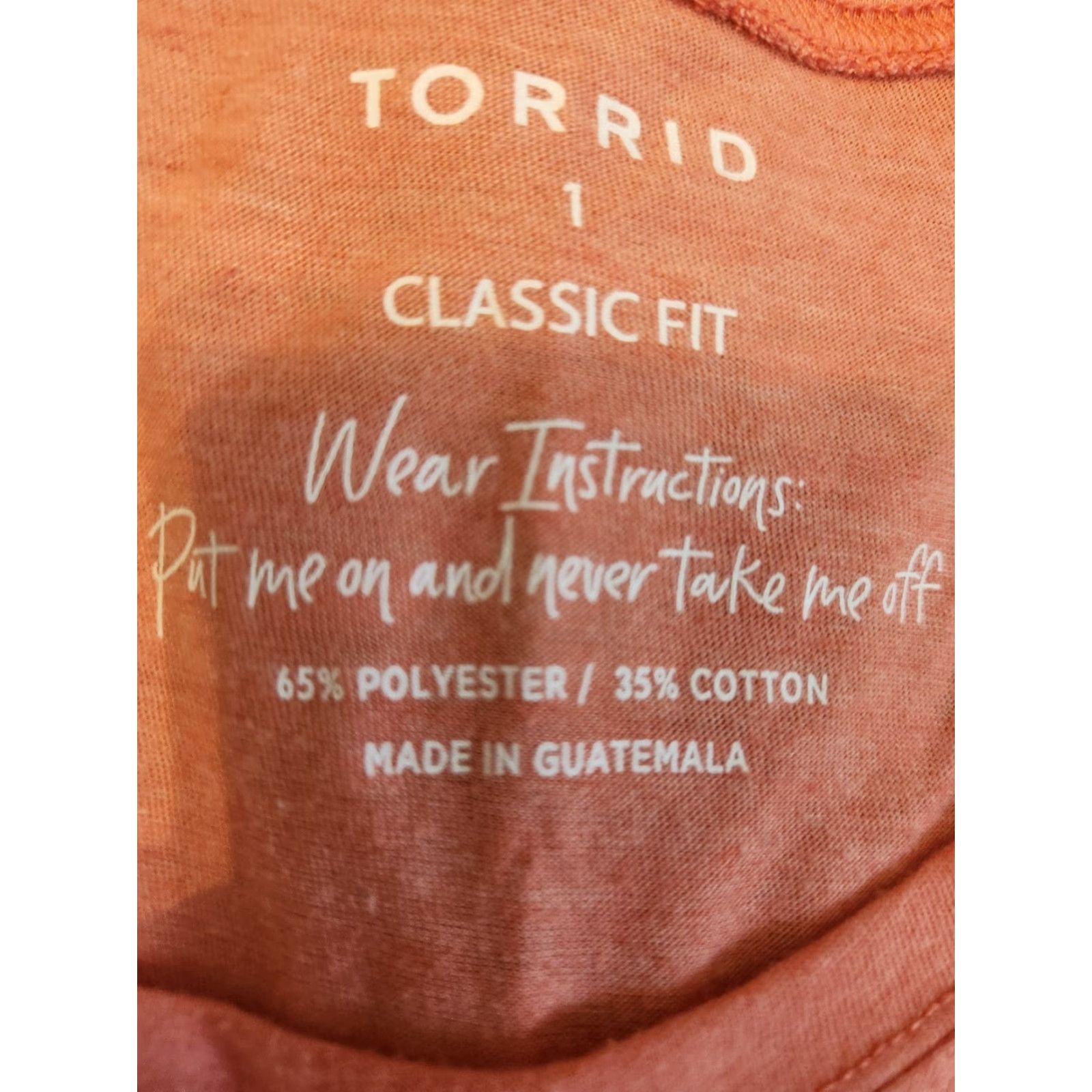 Torrid Torrid T-Shirt 1X Orange Short Sleeve Round Neck Classic Fit Polyester Cotton Women Plus Size Clothing Size XL / US 12-14 / IT 48-50 - 3 Thumbnail