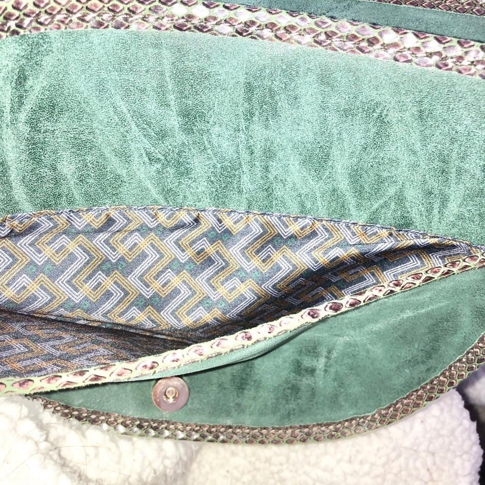 Steven green suede & faux snakeskin shoulder bag
