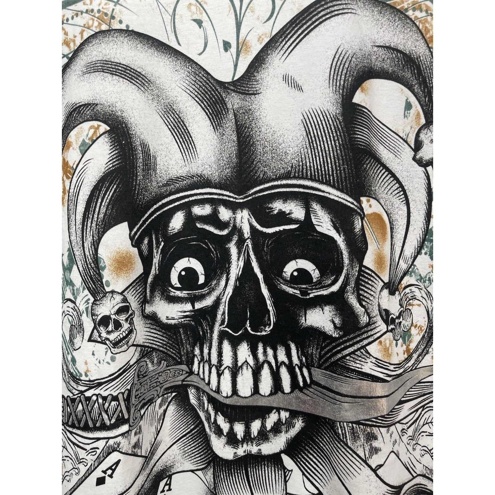 Fruit Of The Loom Vintage Y2K Joker Skull Gambling AOP Grunge T-Shirt Adult Si Size US XL / EU 56 / 4 - 4 Thumbnail
