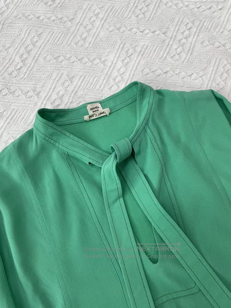Hermes Hermes Green tie-dyed silk blouse Size XXS / US 00 / IT 34 - 2 Thumbnail