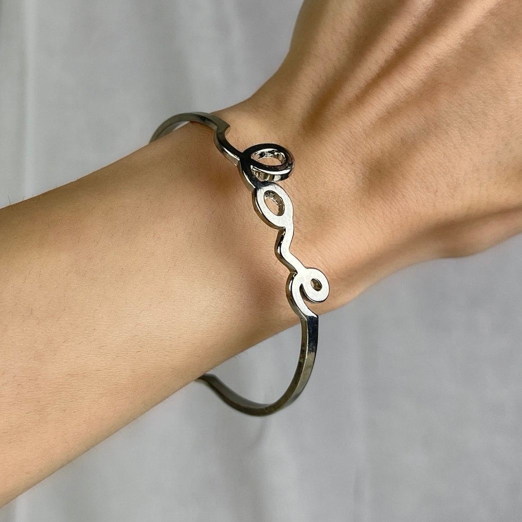 Other Dainty Silver LOVE Bangle Bracelet Minimalist Romantic NWOT Size ONE SIZE - 1 Thumbnail
