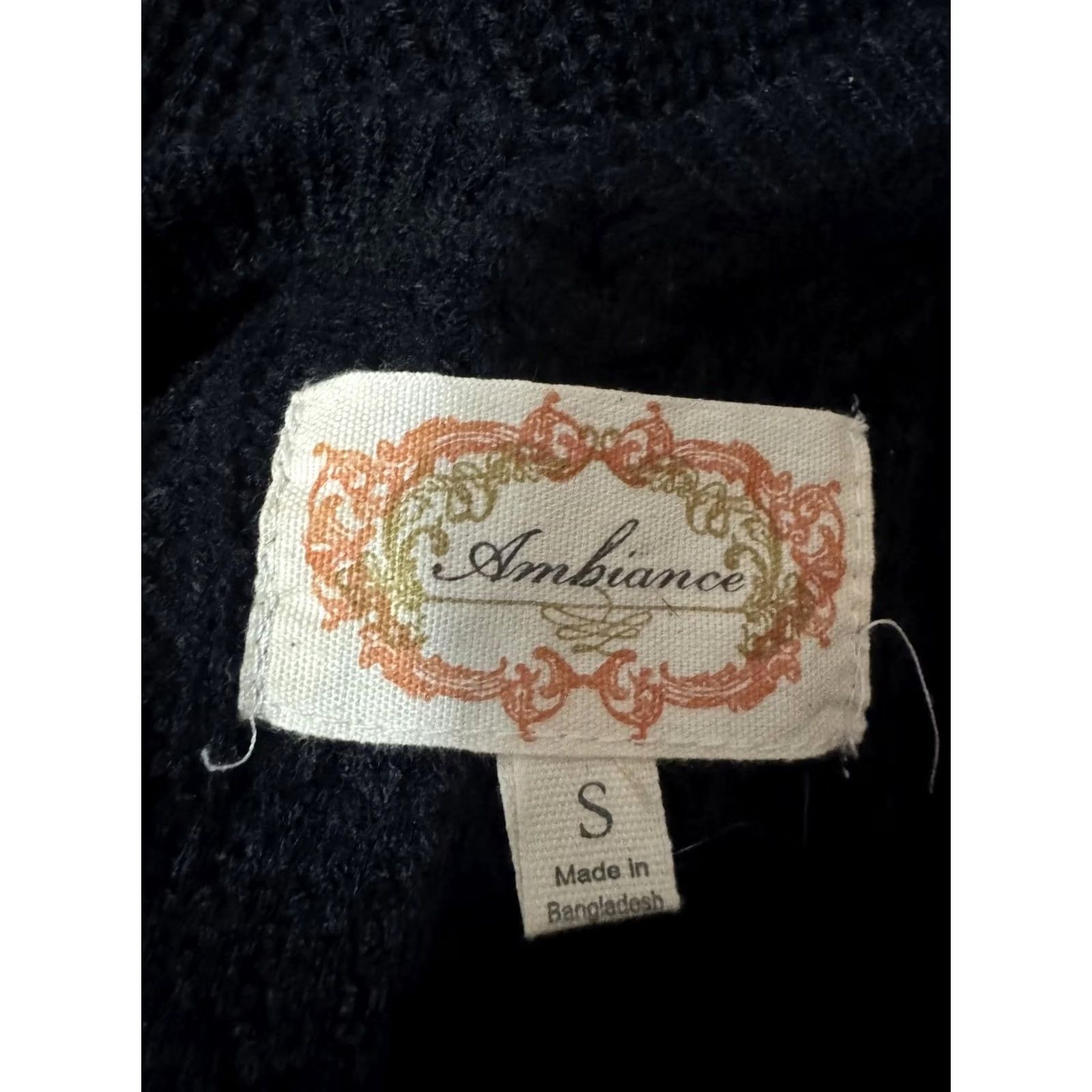 Vintage Ambiance Black Cold Shoulder V-Neck Sweater Shirt Women Small Regular Size S Knit Pullover Crew Neck Long Sleeve Solid 100% Cotton Mens? Size S / US 4 / IT 40 - 3 Thumbnail