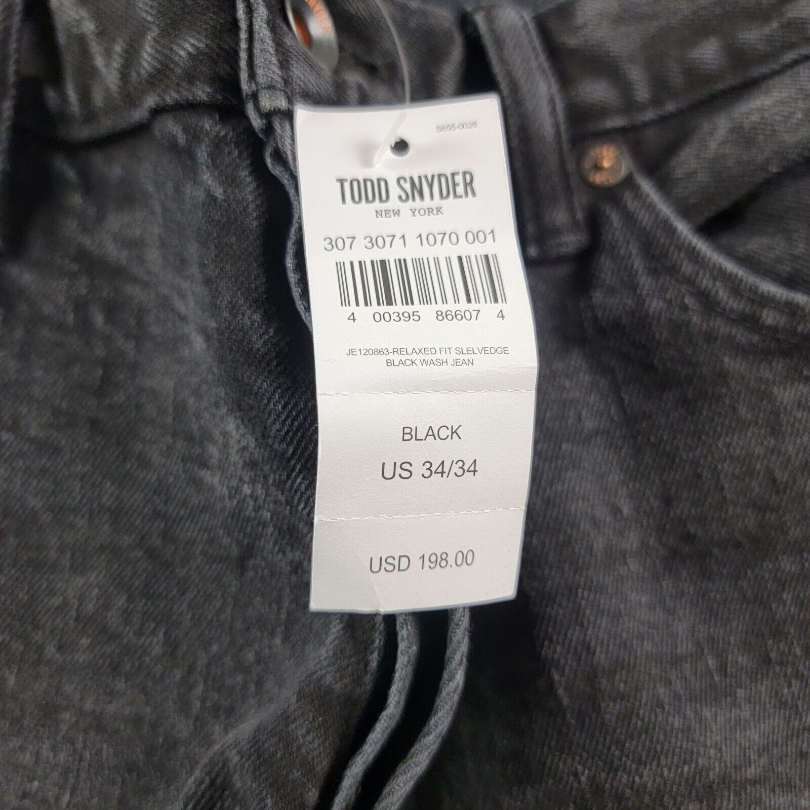 Todd Snyder Todd Snyder Relaxed Fit Selvedge Jeans size 34x34 Black Wash Size US 34 / EU 50 - 11 Thumbnail