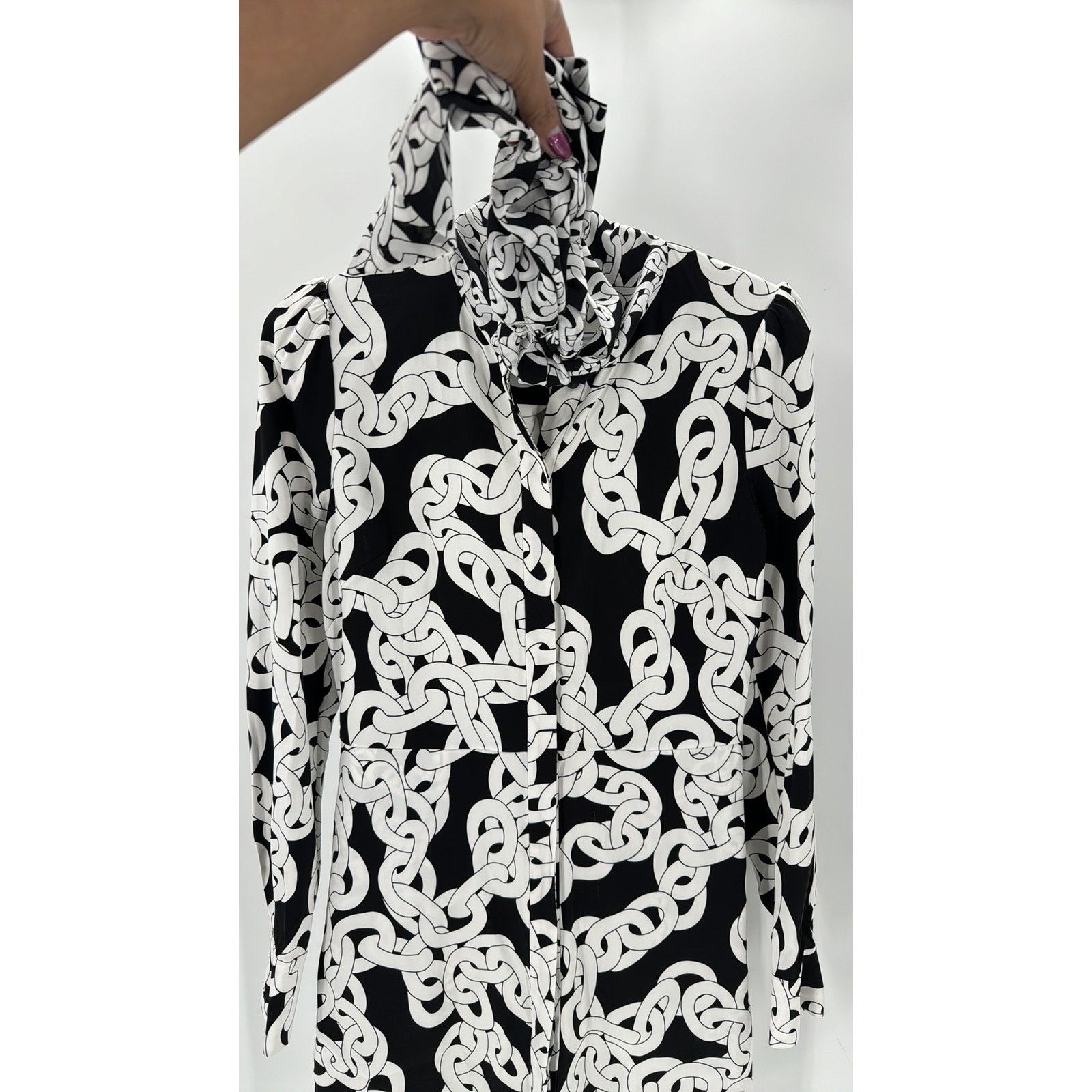 Diane von Furstenberg Diane von Furstenberg Franca Crawling Chain Tie-Neck Dress Size M / US 6-8 / IT 42-44 - 8 Thumbnail