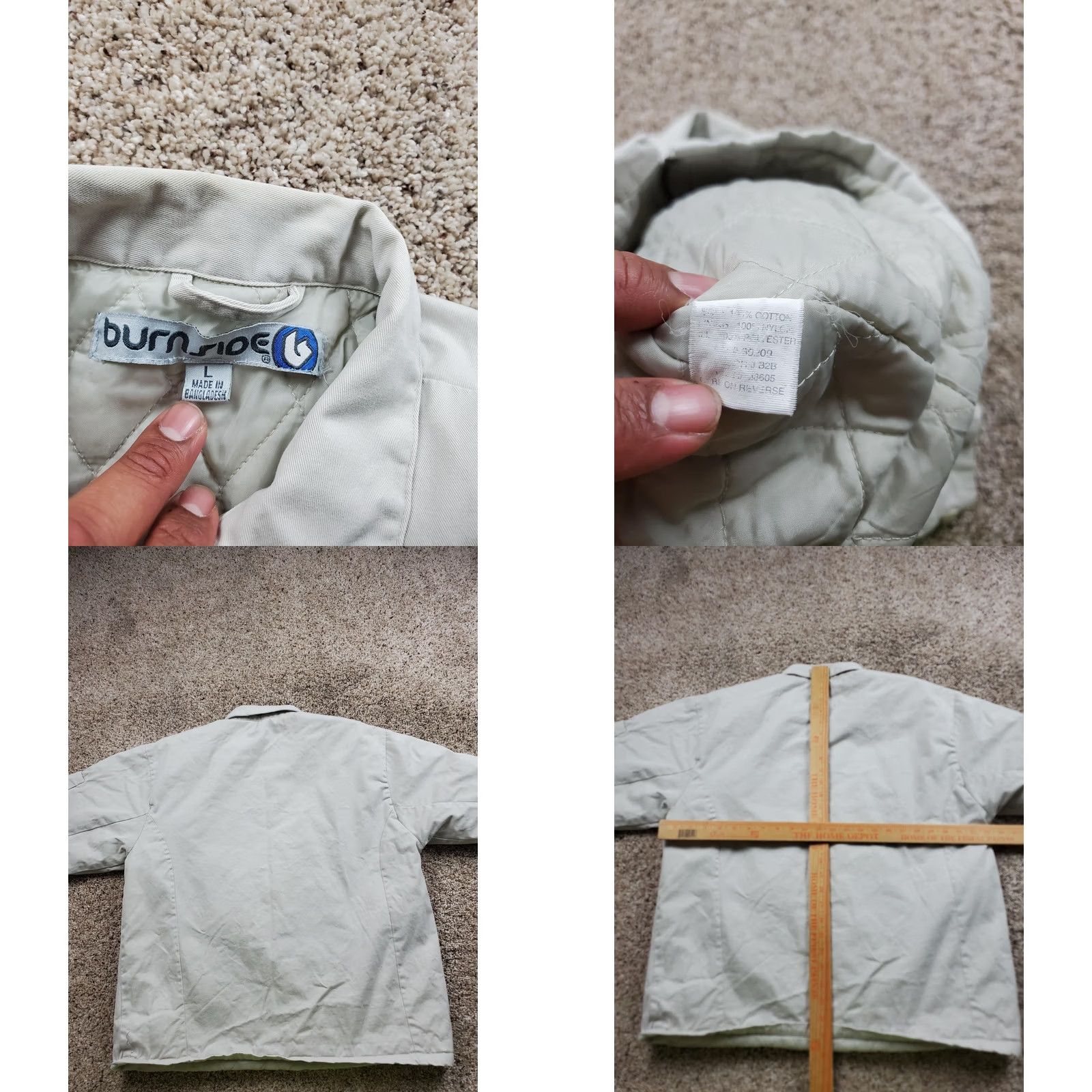 Burnside VINTAGE Burnside Jacket Mens L Beige Full Zip Quilted Workwear Skater Y2K Size US L / EU 52-54 / 3 - 8 Thumbnail