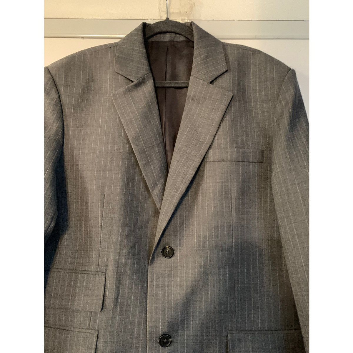 Helmut Lang HELMUT LANG OVERSIZED GRAY PINSTRIPES BLAZER Size 44L - 12 Thumbnail