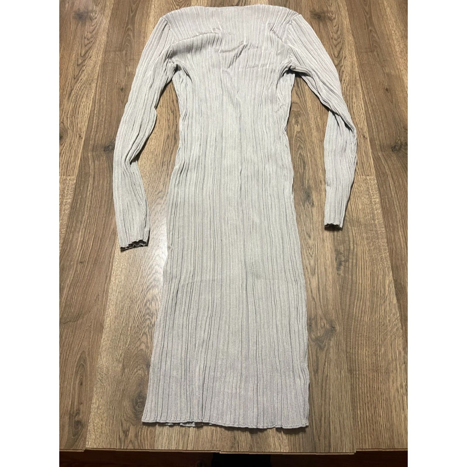 H&M H&M Dress Women's Large Gray Long Sleeve Square Neck Maxi Dress Size L / US 10 / IT 46 - 2 Thumbnail