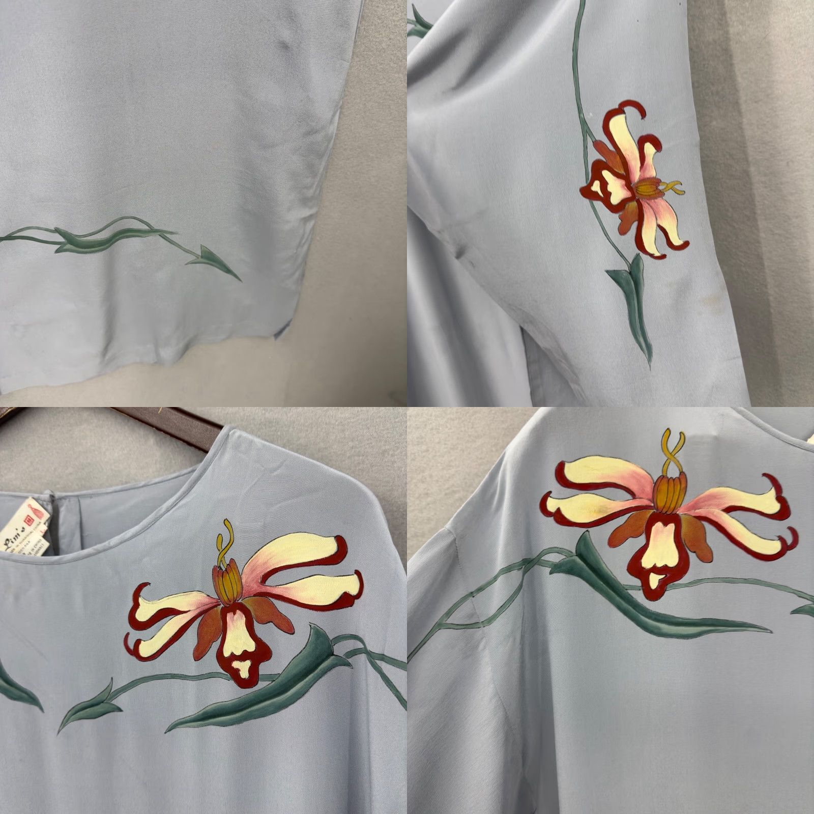 Vintage VINTAGE Lim's Shanghai Silk Dress Women Medium Gray 70s Art Deco Sheath Boho Casual Size M / US 6-8 / IT 42-44 - 8 Thumbnail