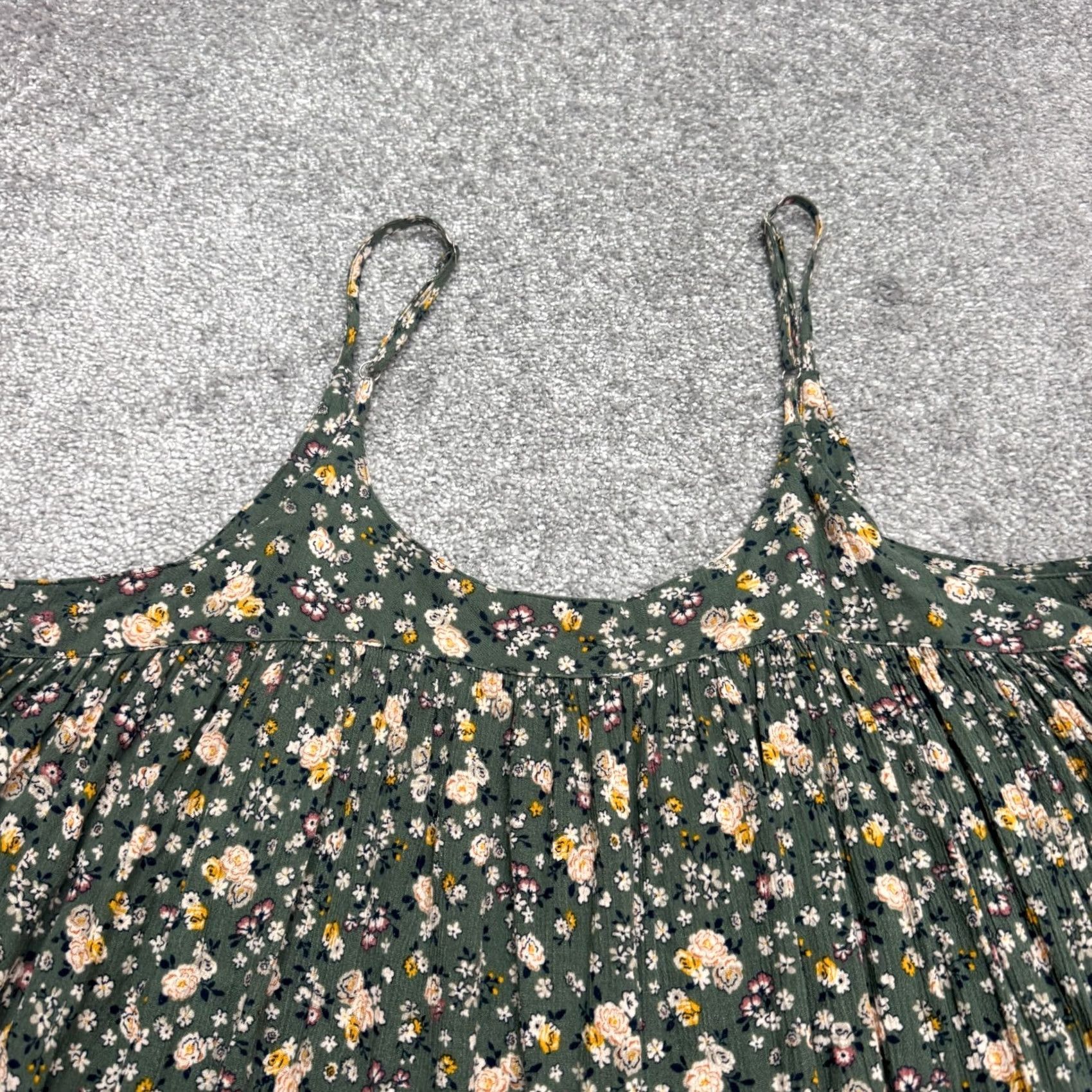Vintage Easel Green Floral Spaghetti Rayon Sundress Womens Medium Midi? Size L / US 10 / IT 46 - 5 Thumbnail