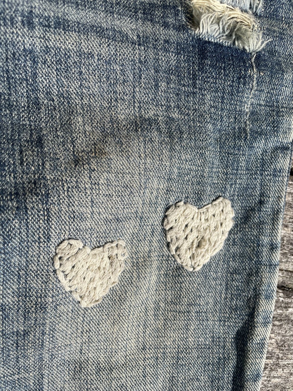 If Six Was Nine 2000s SwordJean Vkei Distressed Flare Heart Jeans Japanese Size US 29 - 8 Thumbnail