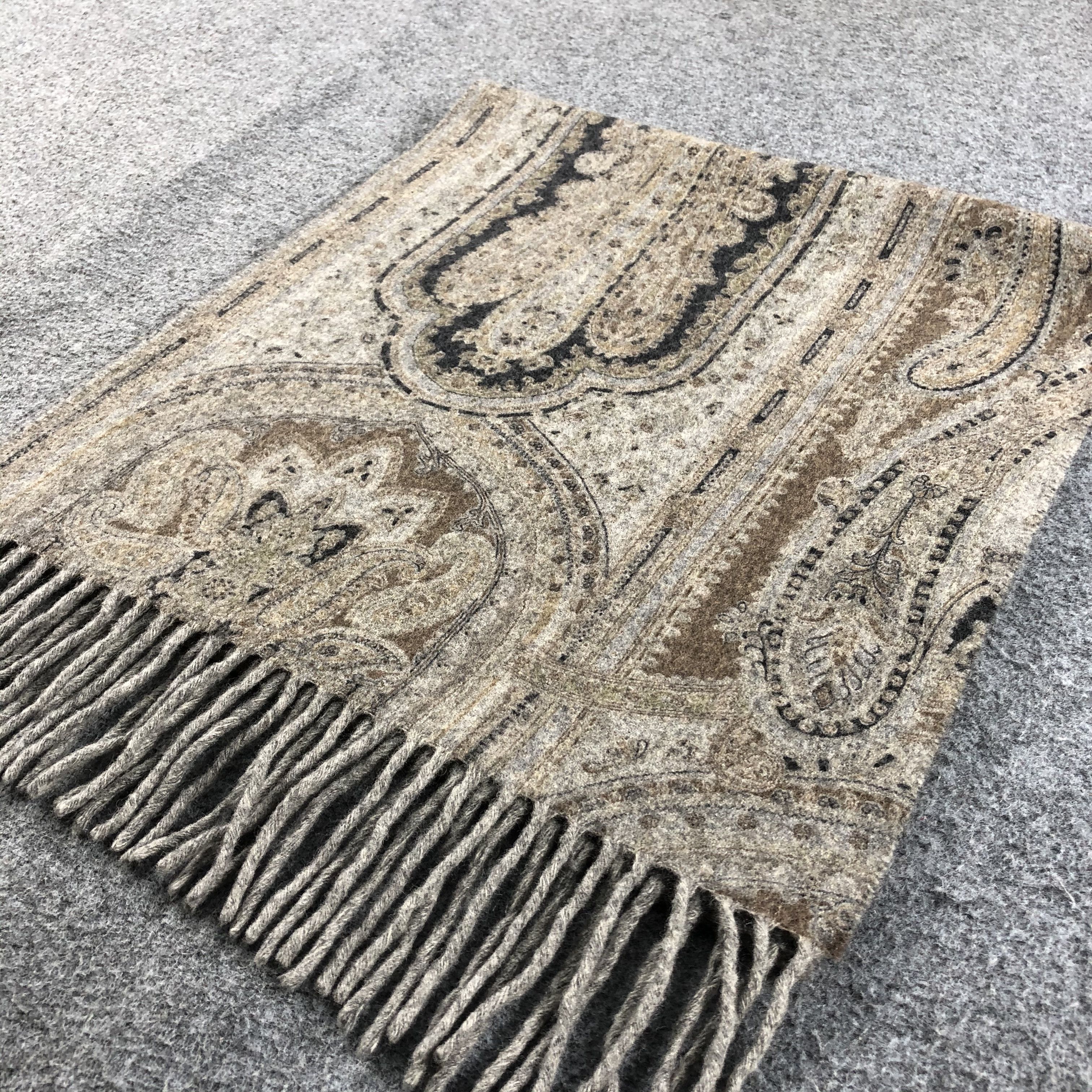 Vintage Double Sided Paisley Houndstooth Scarf Muffler Wool V766 Size ONE SIZE - 3 Thumbnail
