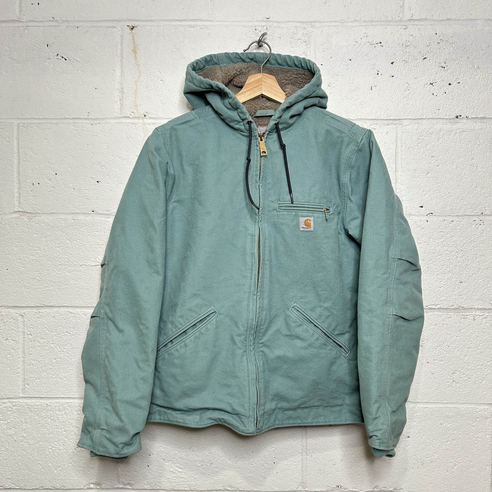 Carhartt Y2K Carhartt Sherpa-Lined Detroit Jacket “Seaglass” WJ141 Size S / US 4 / IT 40 - 1 Thumbnail
