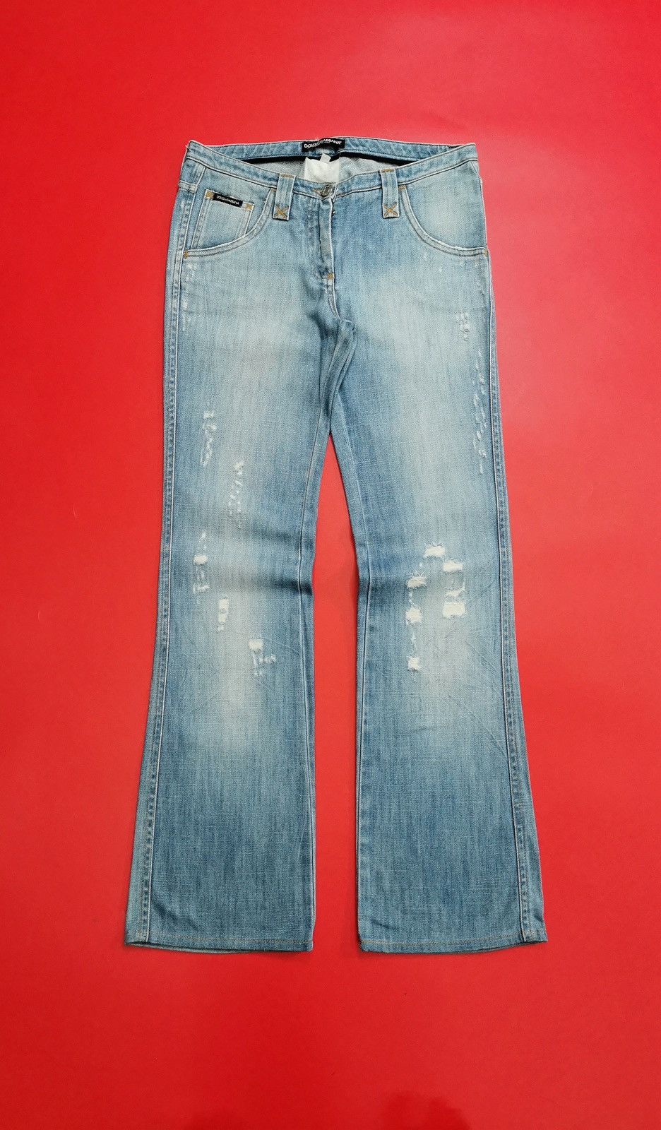 Dolce & Gabbana 00s Vintage Bootcut Dolce & Gabbana Distressed Jeans Size 29" - 4 Thumbnail