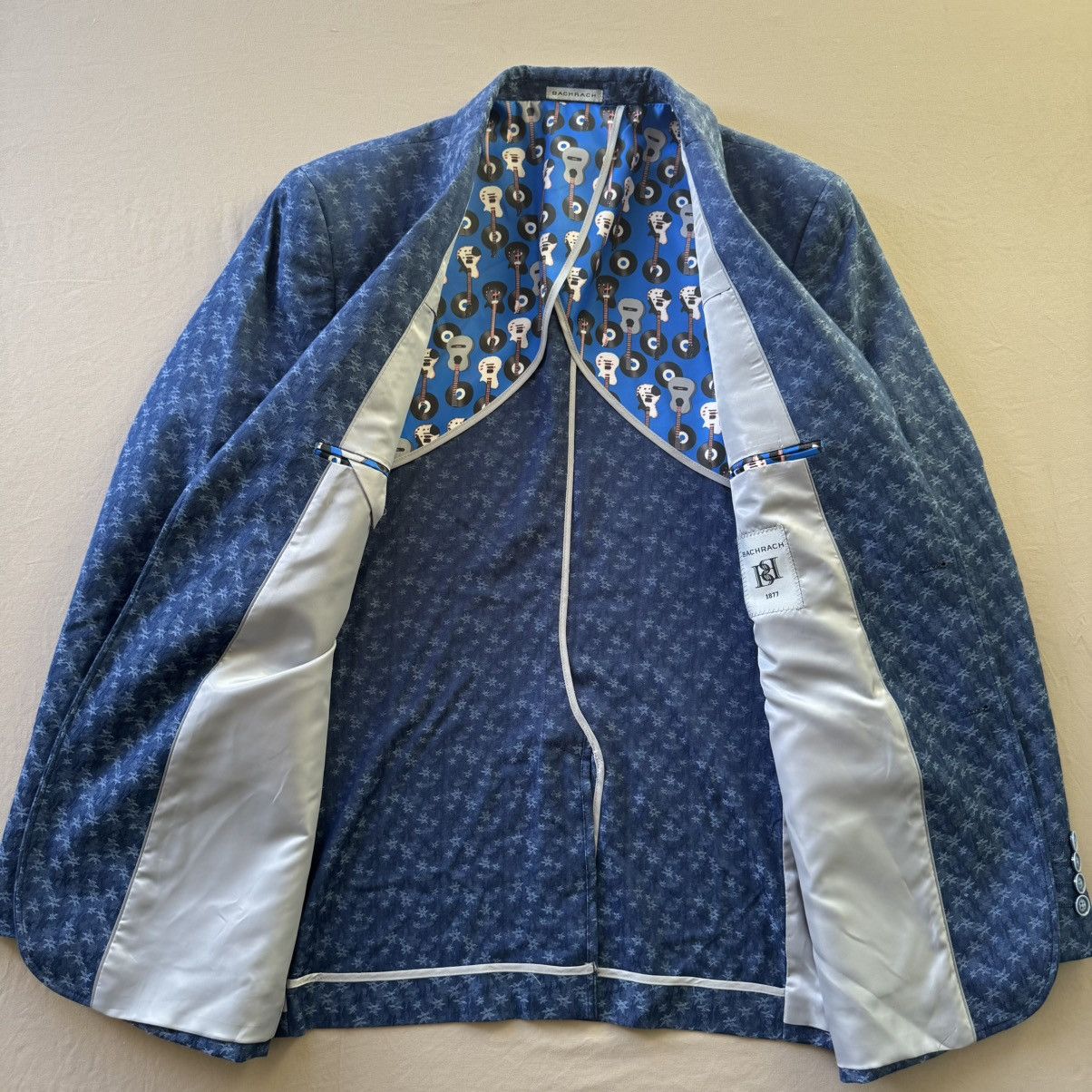 Bachrach × Designer Bachrach Chambray Floral Print Blazer Size 42R - 3 Thumbnail
