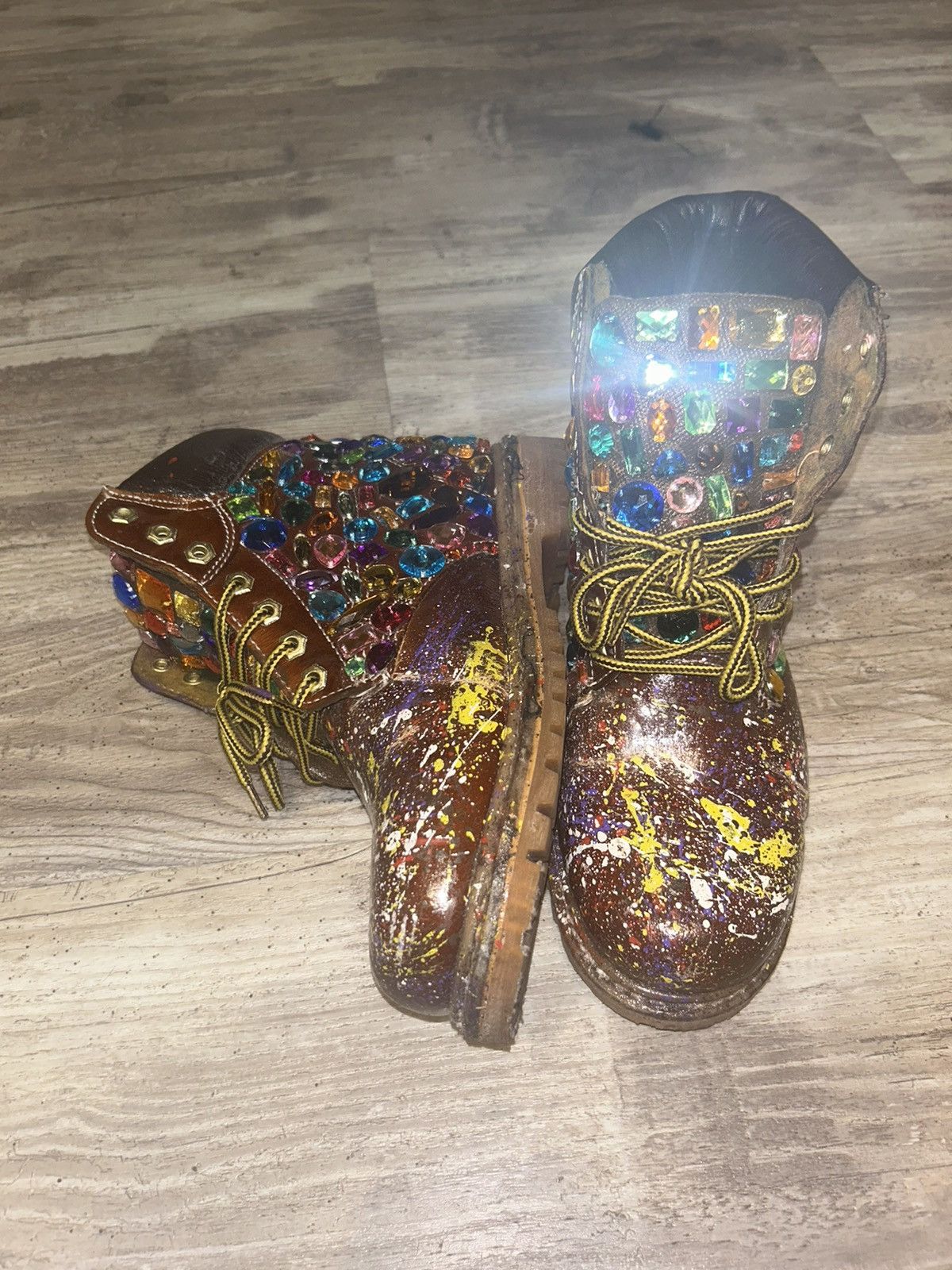 Designer Slumxweirdo Shattered Gem Industrial Work Boot Size US 7.5 / EU 40-41 - 2 Thumbnail