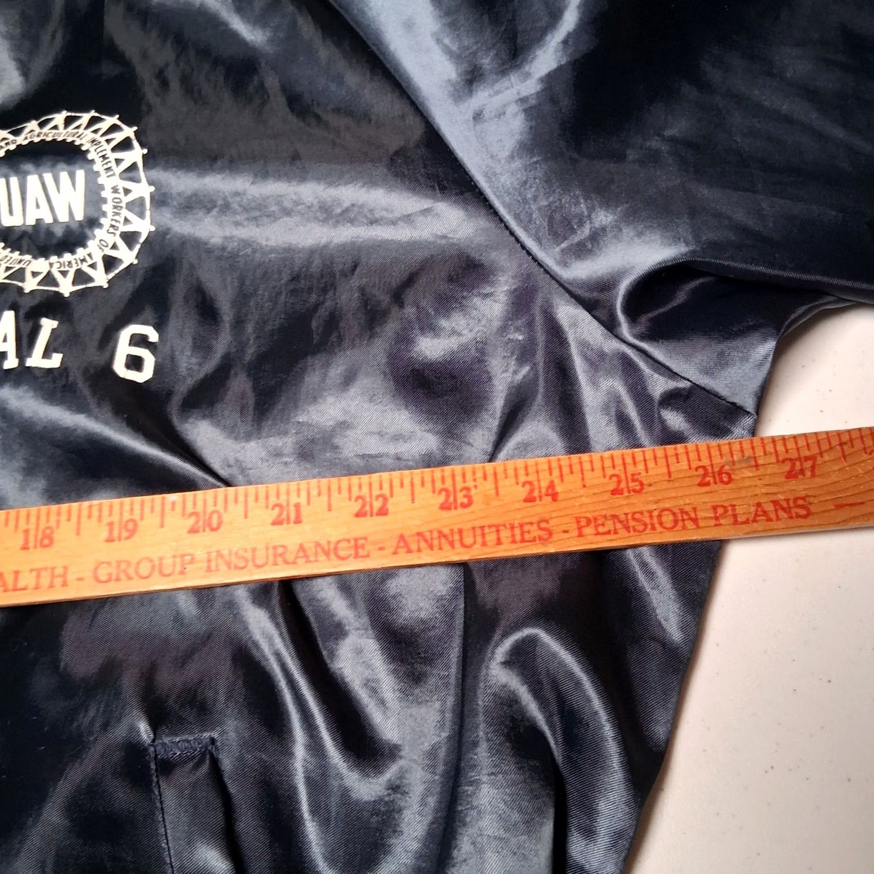 Vintage VINTAGE UAW Local 6 Satin Bomber Jacket XL Blue Labor Union Snap Up Mens Breeches? Size US XL / EU 56 / 4 - 4 Thumbnail