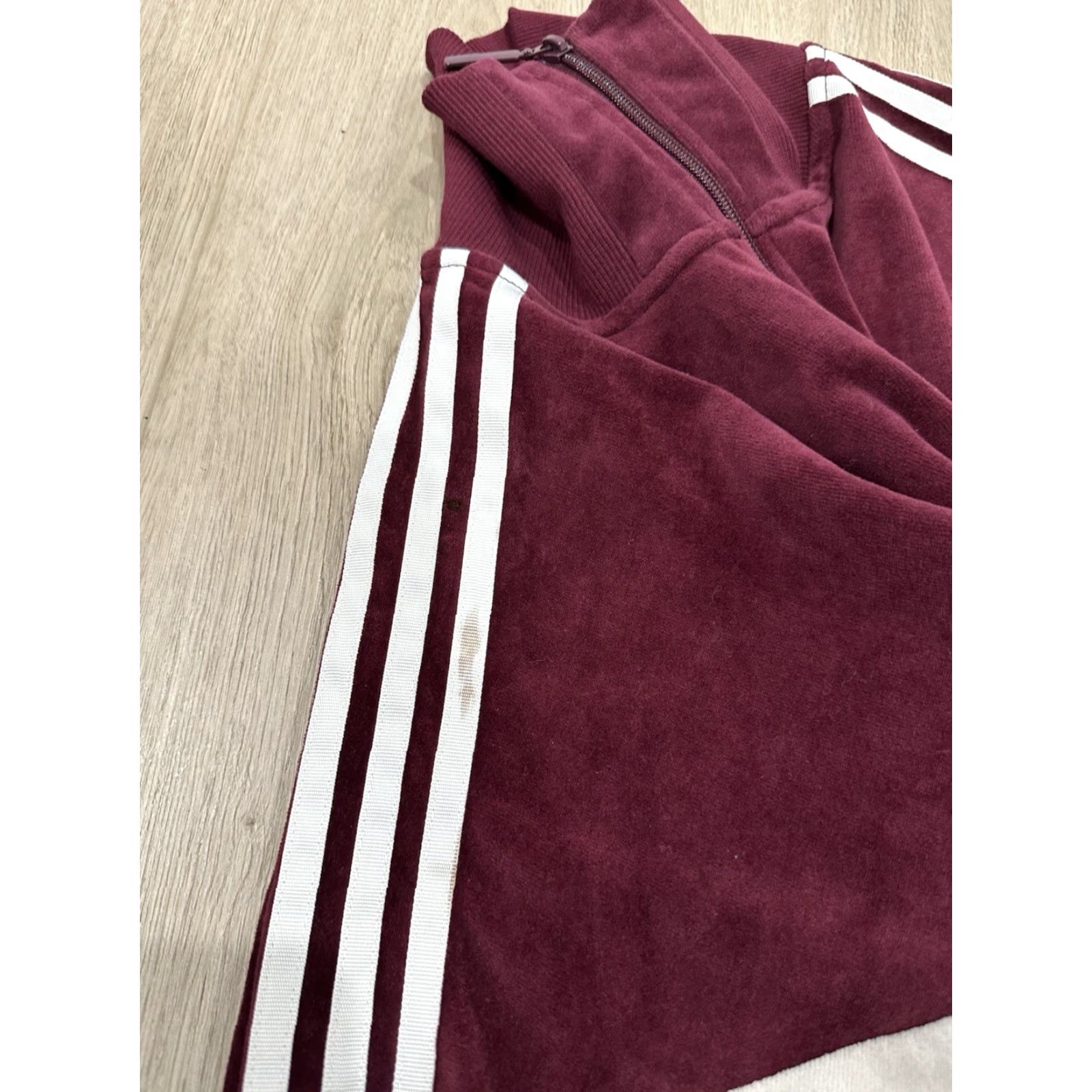 Adidas Retro Adidas Velour Tack Top Jacket Mens Medium Burgandy Size US M / EU 48-50 / 2 - 6 Thumbnail