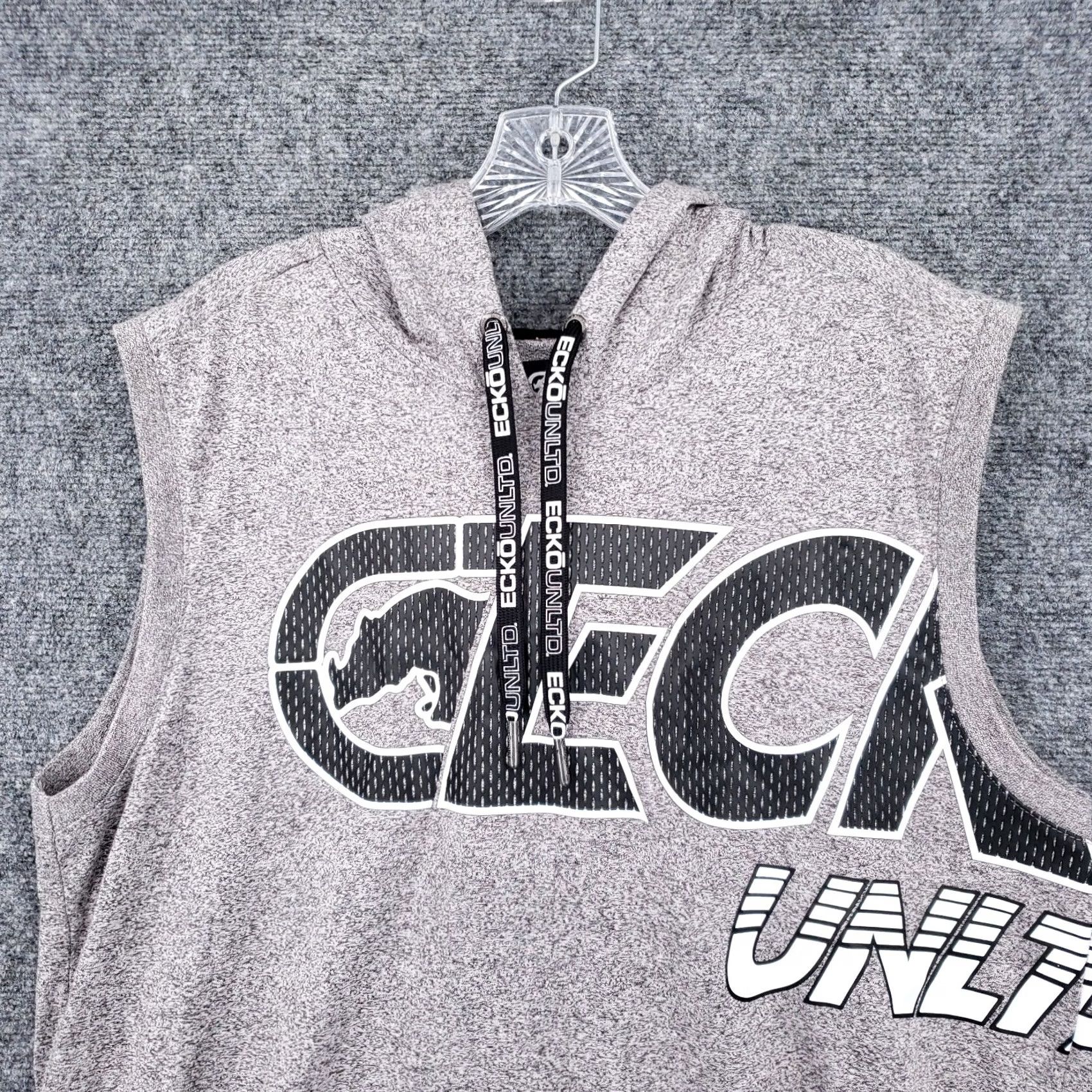 Ecko Unltd. Ecko Unltd Hoodie Mens L Gray Pullover Graphic Gym Sleeveless Drawstring Size US L / EU 52-54 / 3 - 3 Thumbnail