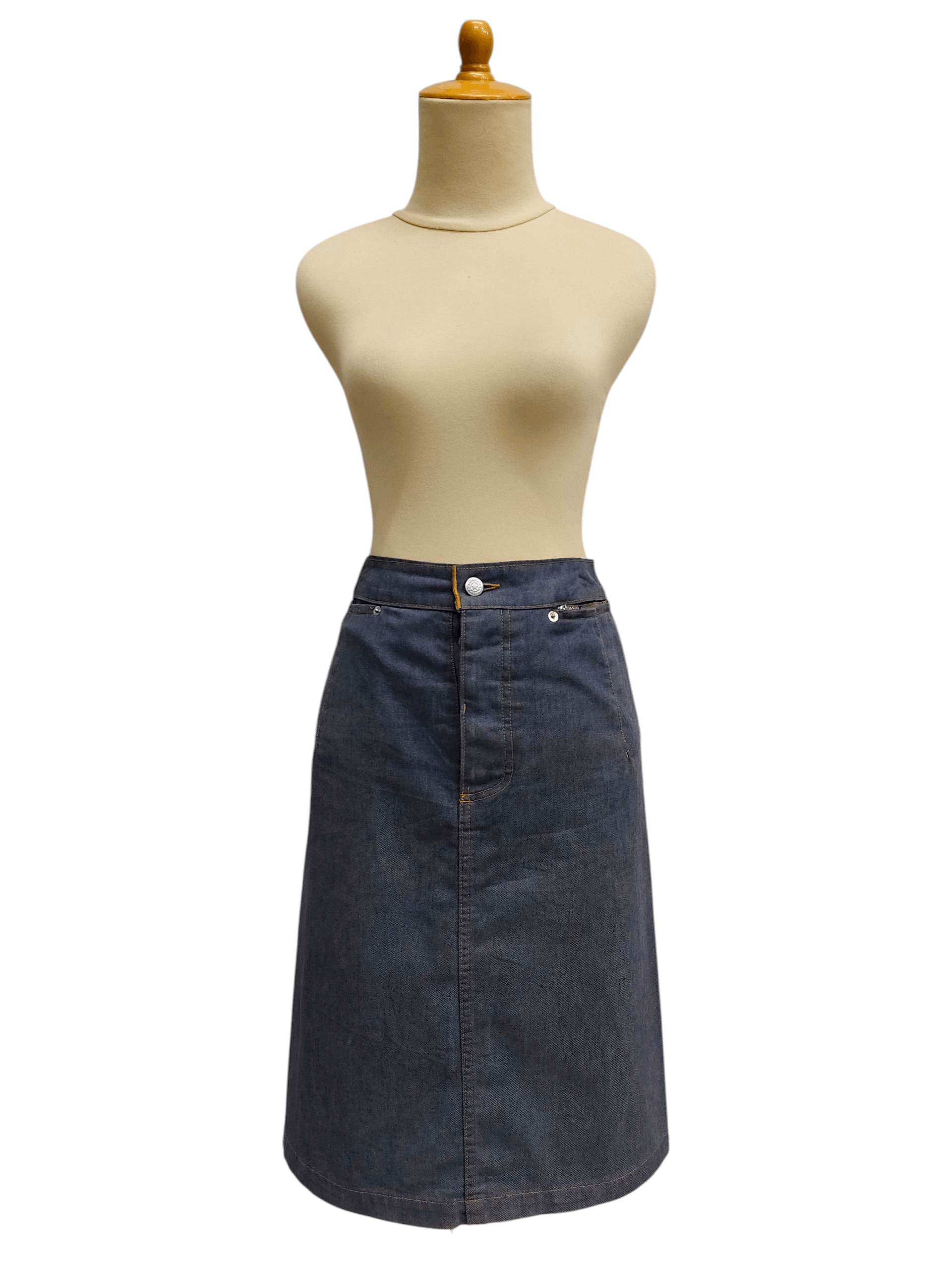 CABANE de ZUCCa 00s Zucca Travail🇯🇵 Minimalist Silhouette Denim Midi Skirt Size 28" / US 6 / IT 42 - 10 Thumbnail