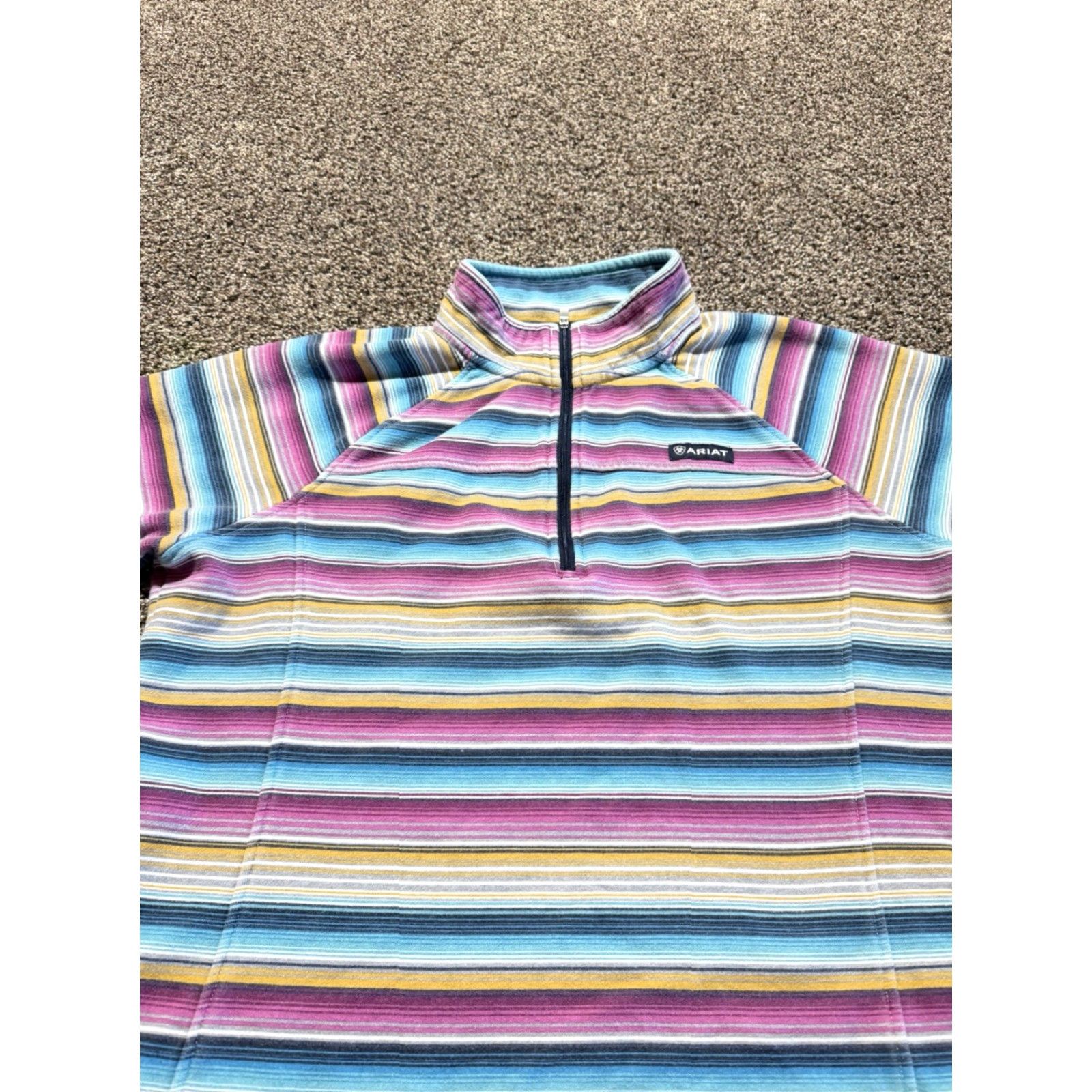 Ariat Ariat Womens Quater Zip Pullover Hoodie Long Sleeve Aztec Multicolor Polyester Fleece Logo Winter Fall Spring Size L / US 10 / IT 46 - 2 Thumbnail