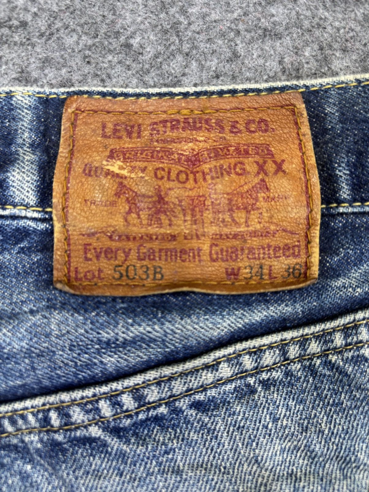 Levi's 💥Thrashed💥90s Levis 503B Big E Selvedge Thrashed Denim Size US 33 - 12 Thumbnail
