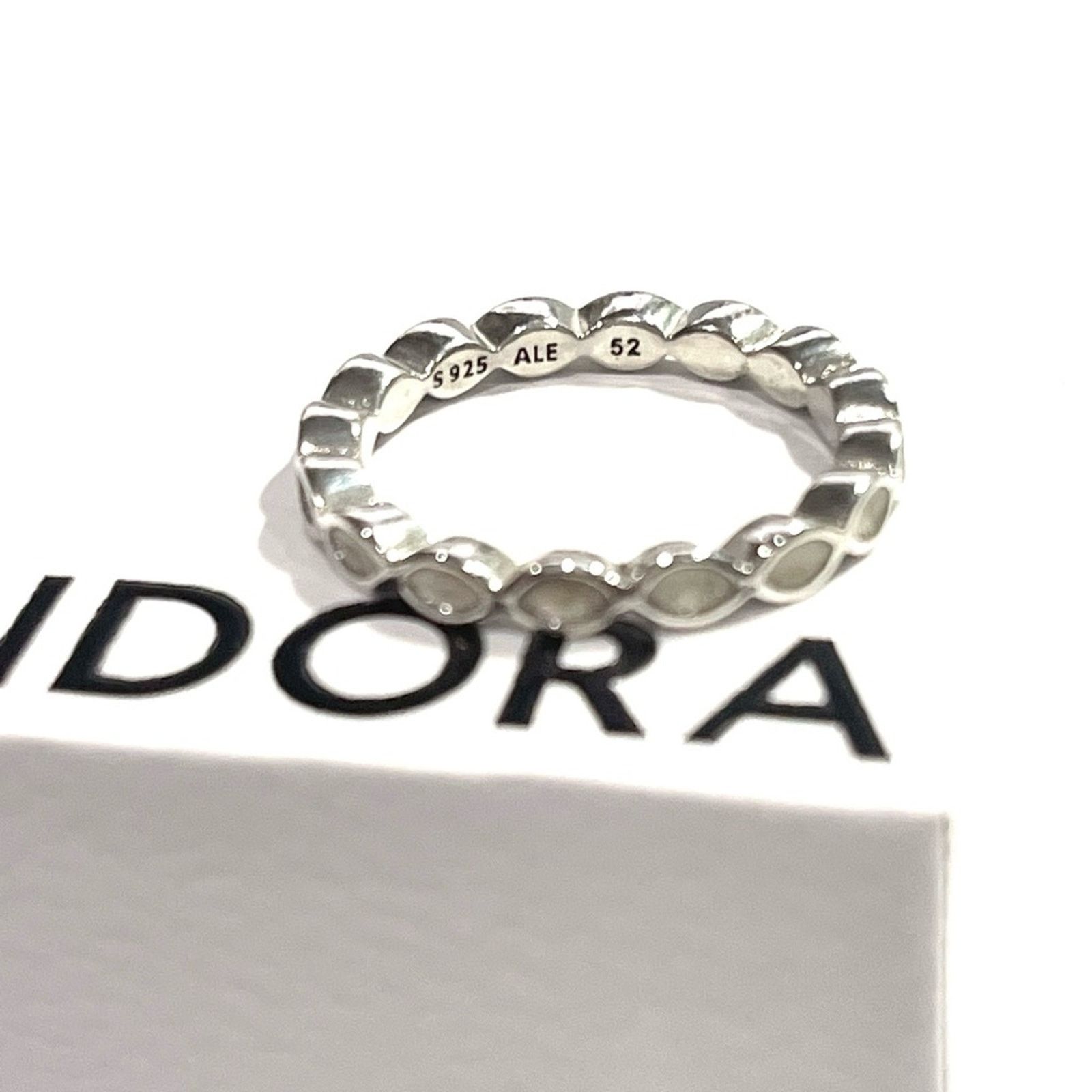pandora PANDORA Faith Stackable Ring with White Enamel - 190884EN23 Size ONE SIZE - 2 Thumbnail
