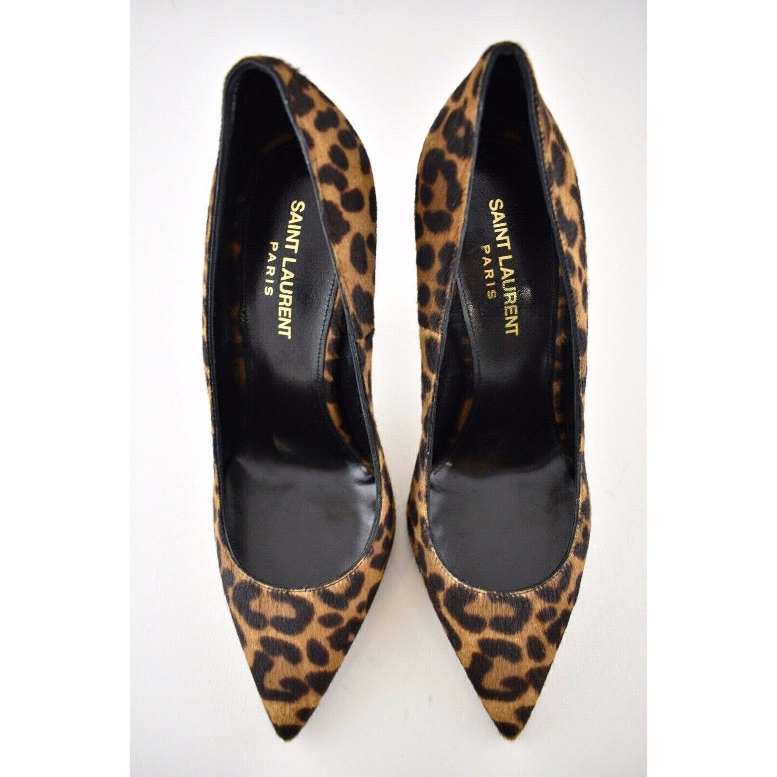 Yves Saint Laurent YSL Logo Opyum Opium 110 Black Brown Leopard Heel Pump 38 Size US 8 / IT 38 - 7 Thumbnail
