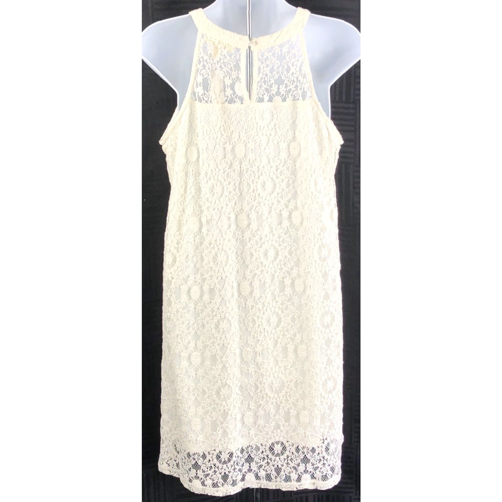NWT Monteau Dress L Ivory Lace Halter Mini Sleeveless Fairy Coquette  Romantic - hmcgarage.com