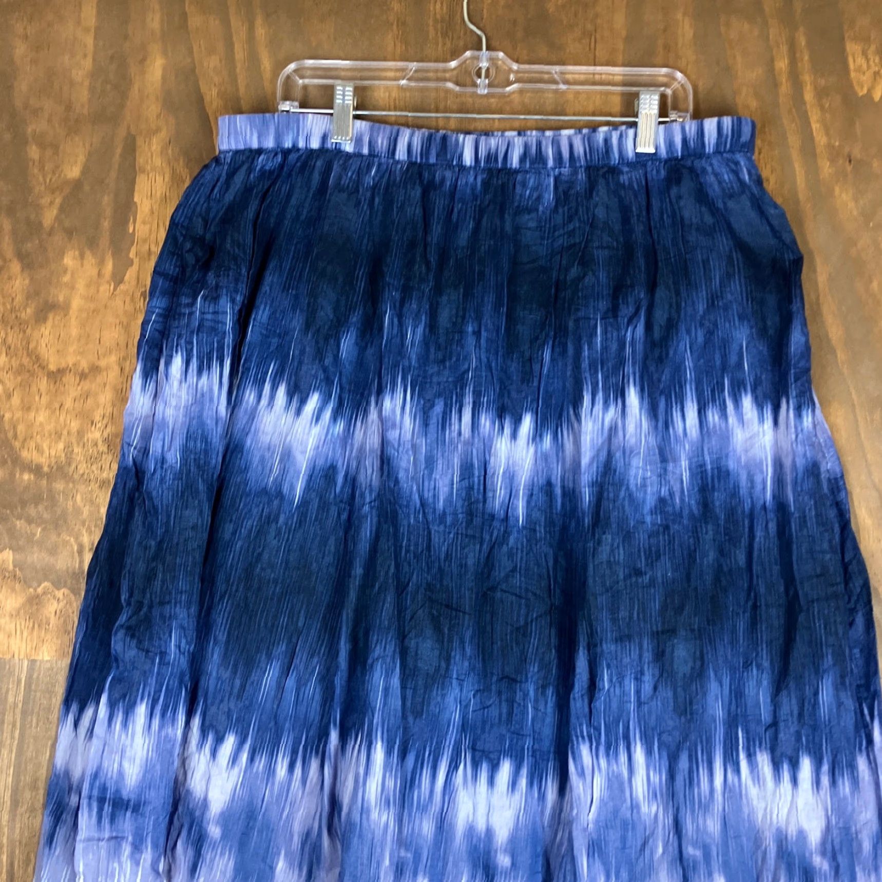 Vintage Chicos Womens Skirt Maxi Pull On 2 (L) Cotton Blue Purple Pattern Casual Workwear Size 36" / US 14 / IT 50 - 2 Thumbnail