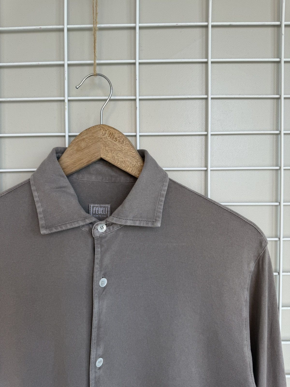 Fedeli Fedeli Pique Button Shirt Mens Size 52 or M Chambray Size US M / EU 48-50 / 2 - 6 Thumbnail