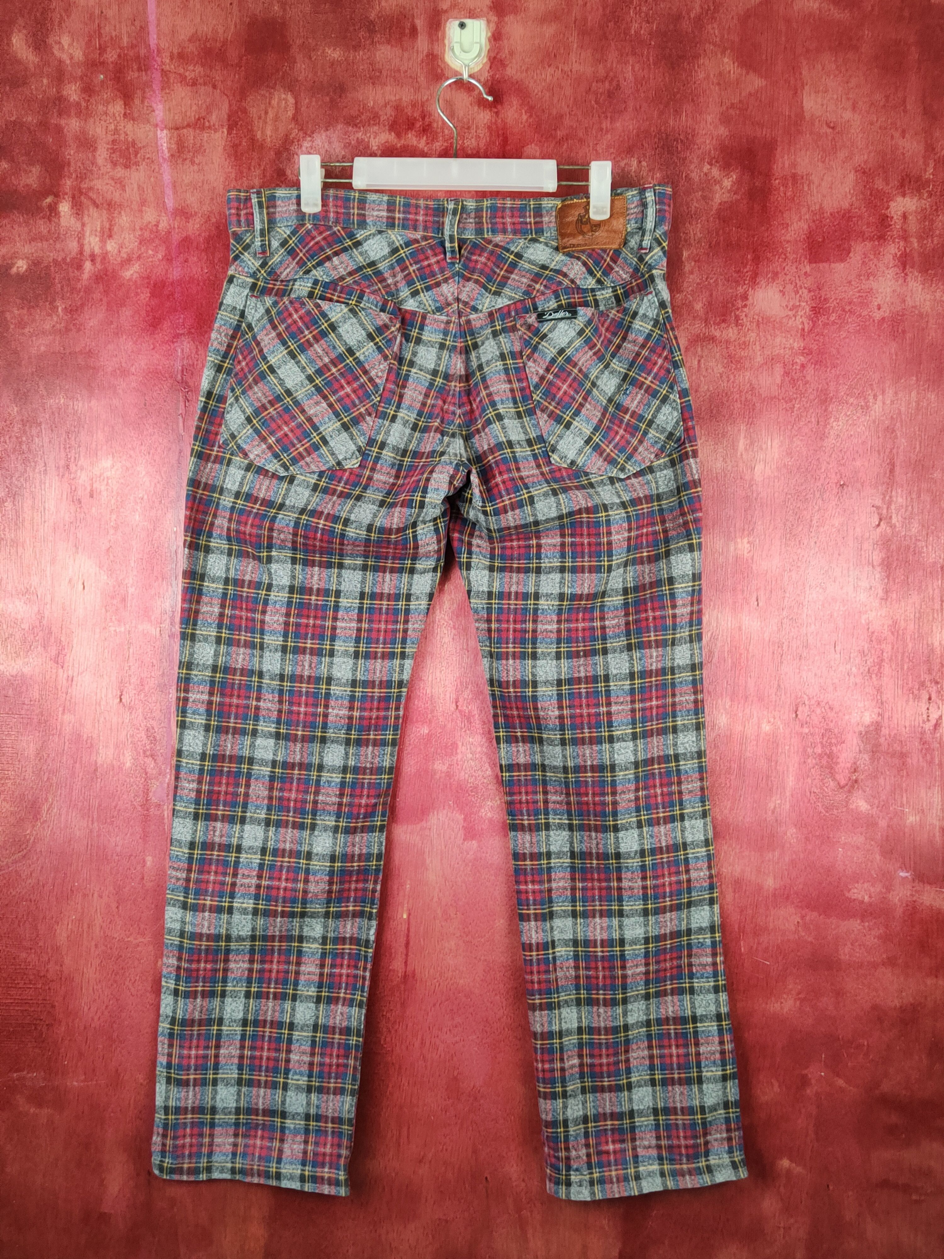 Japanese Brand Duffer of St George Red checkered punk Casual Pants #S1479 Size US 35 - 7 Thumbnail